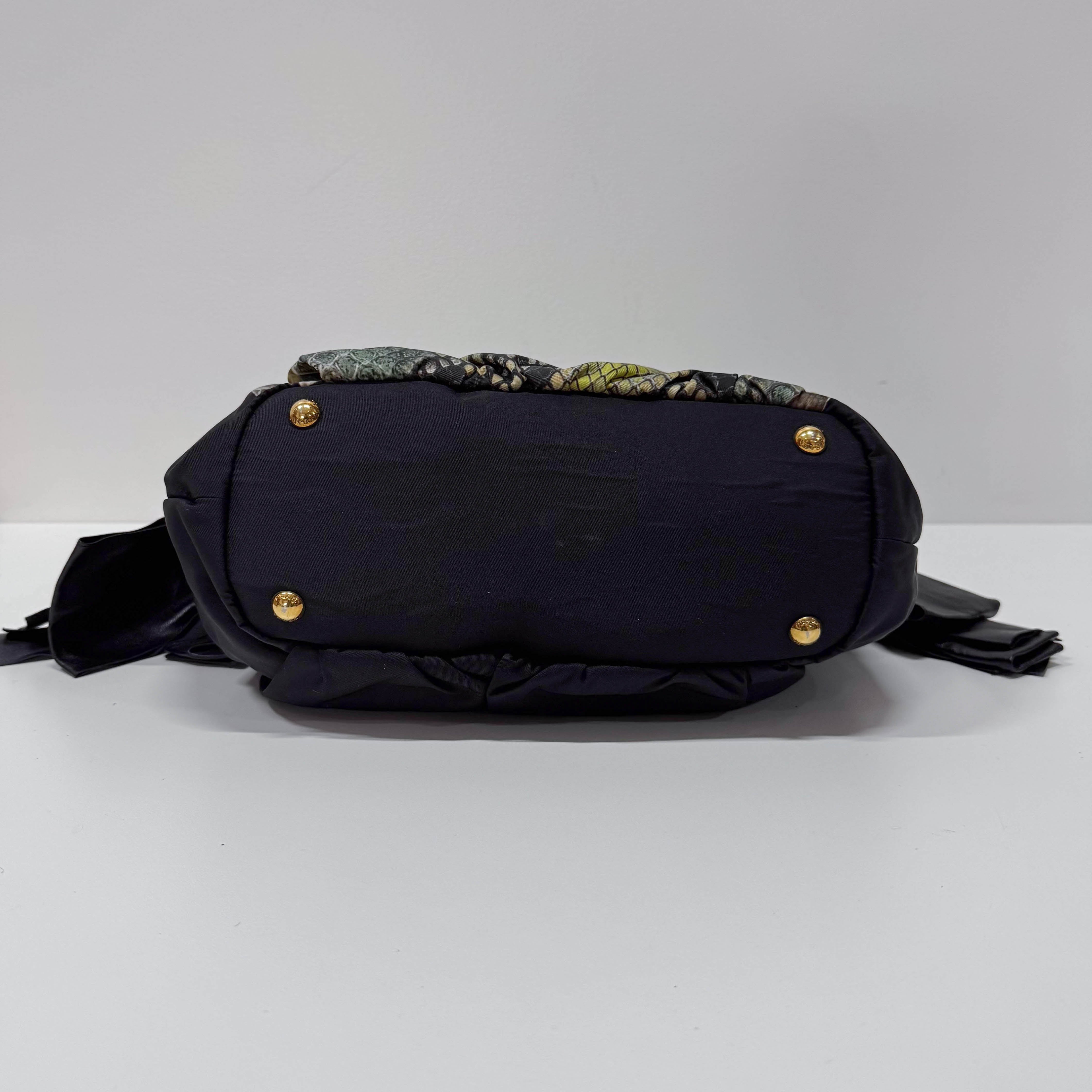 Green Snakeprint Nylon Shoulder Bag