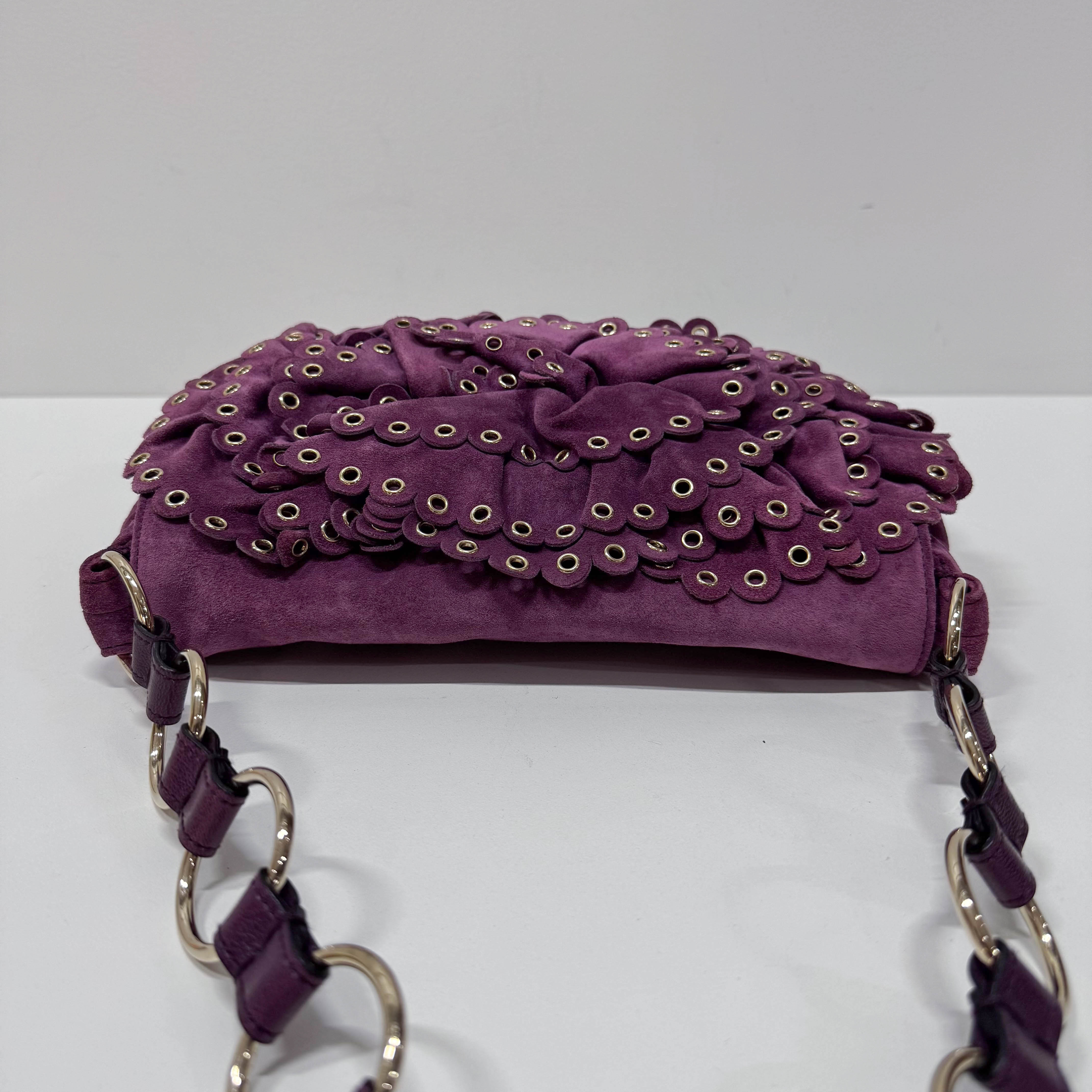Purple Suede Chain Strap Shoulder Bag