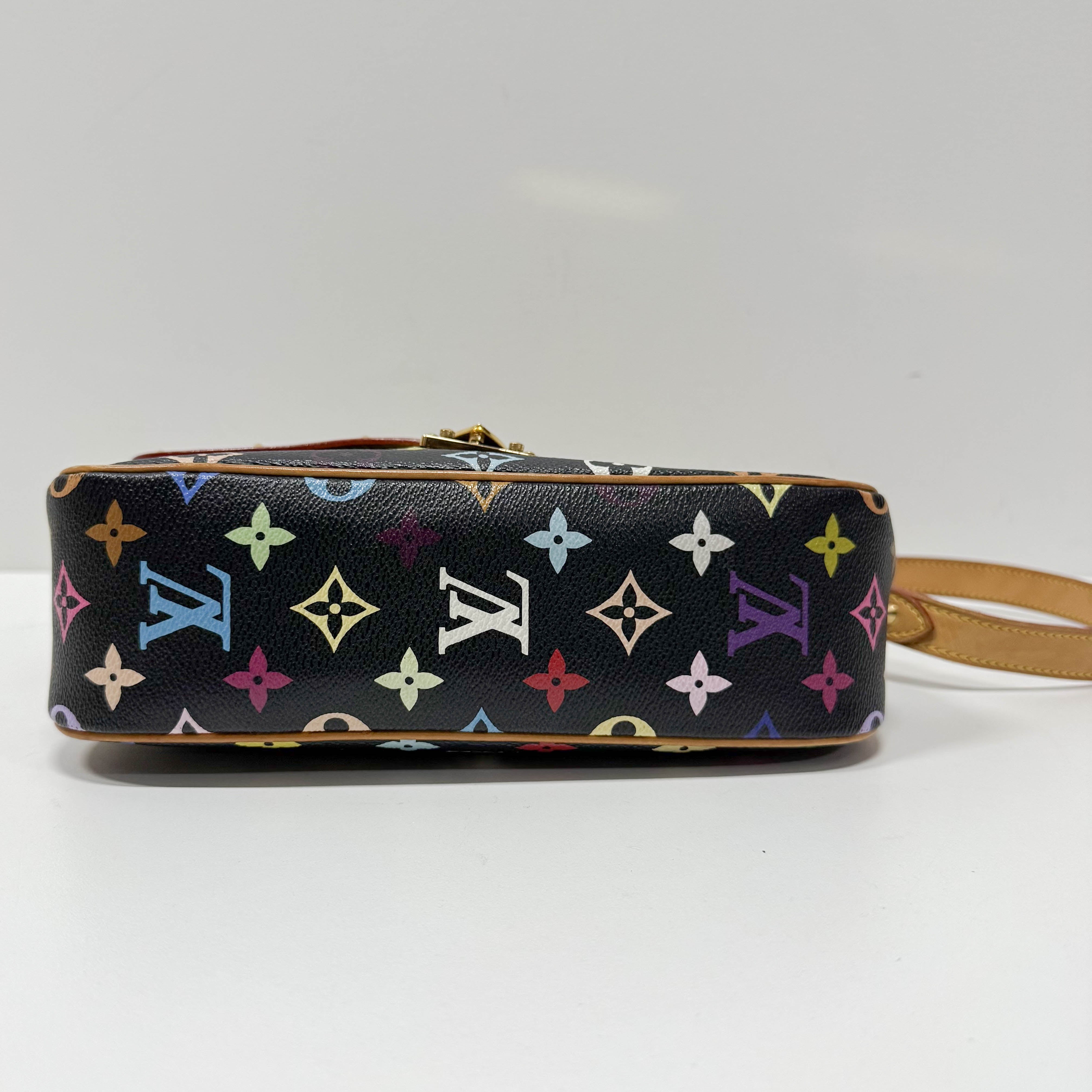 LV × Takashi Murakami Black Multi Colour Sologne Crossbody Bag