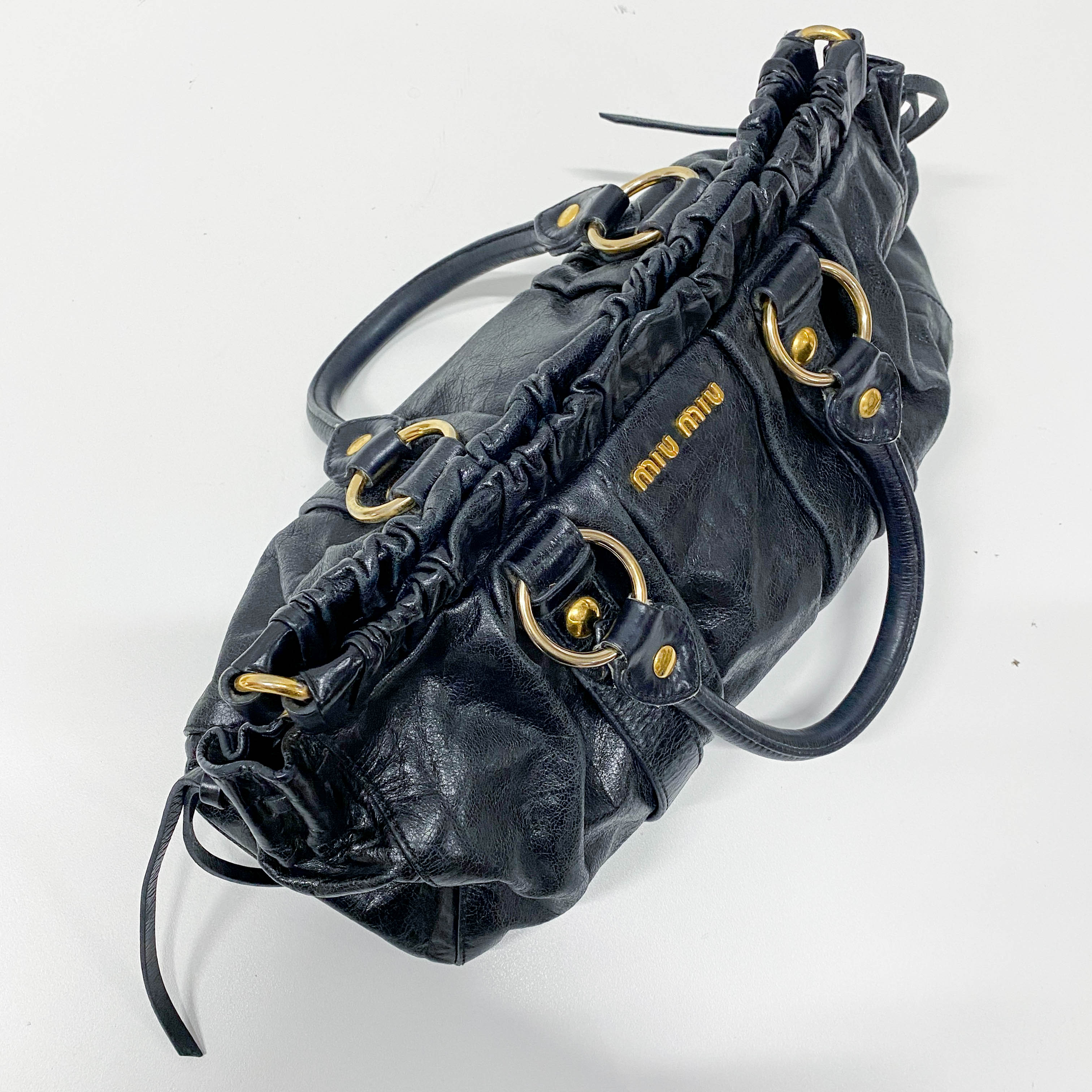 Vitello Black Calfskin Leather Two Way Bag