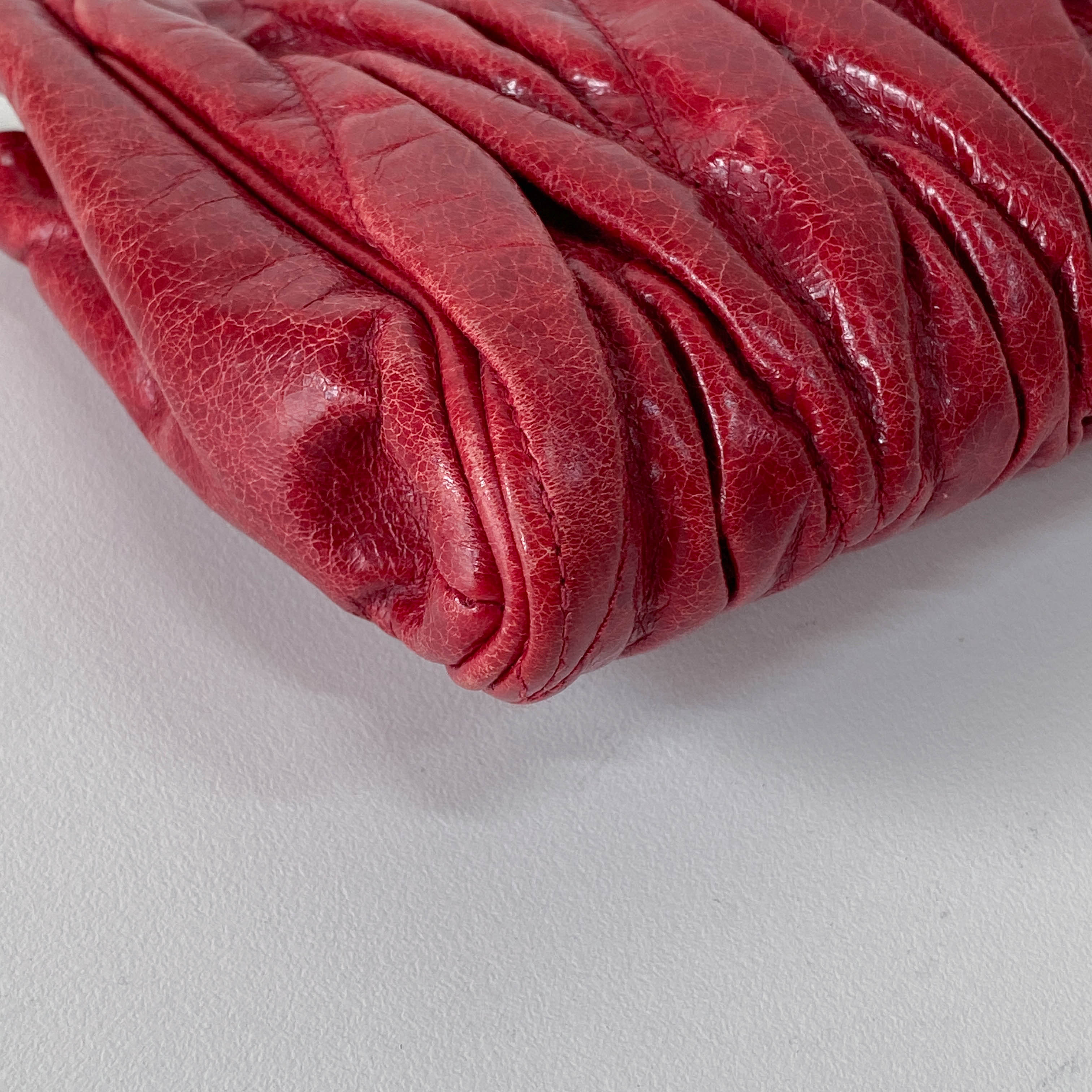 Red Leather Accessory Pouch