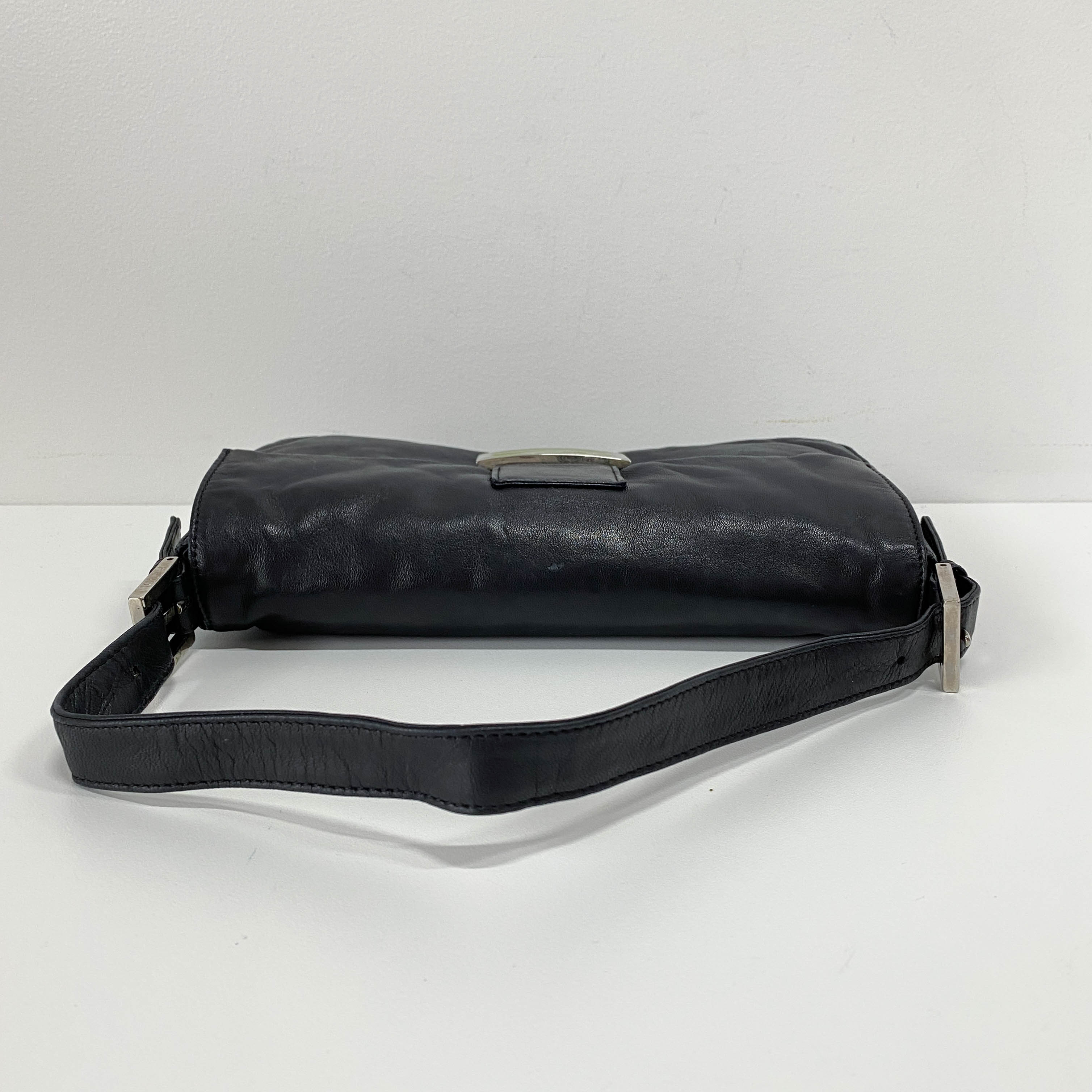 Baguette Black Leather Shoulder Bag
