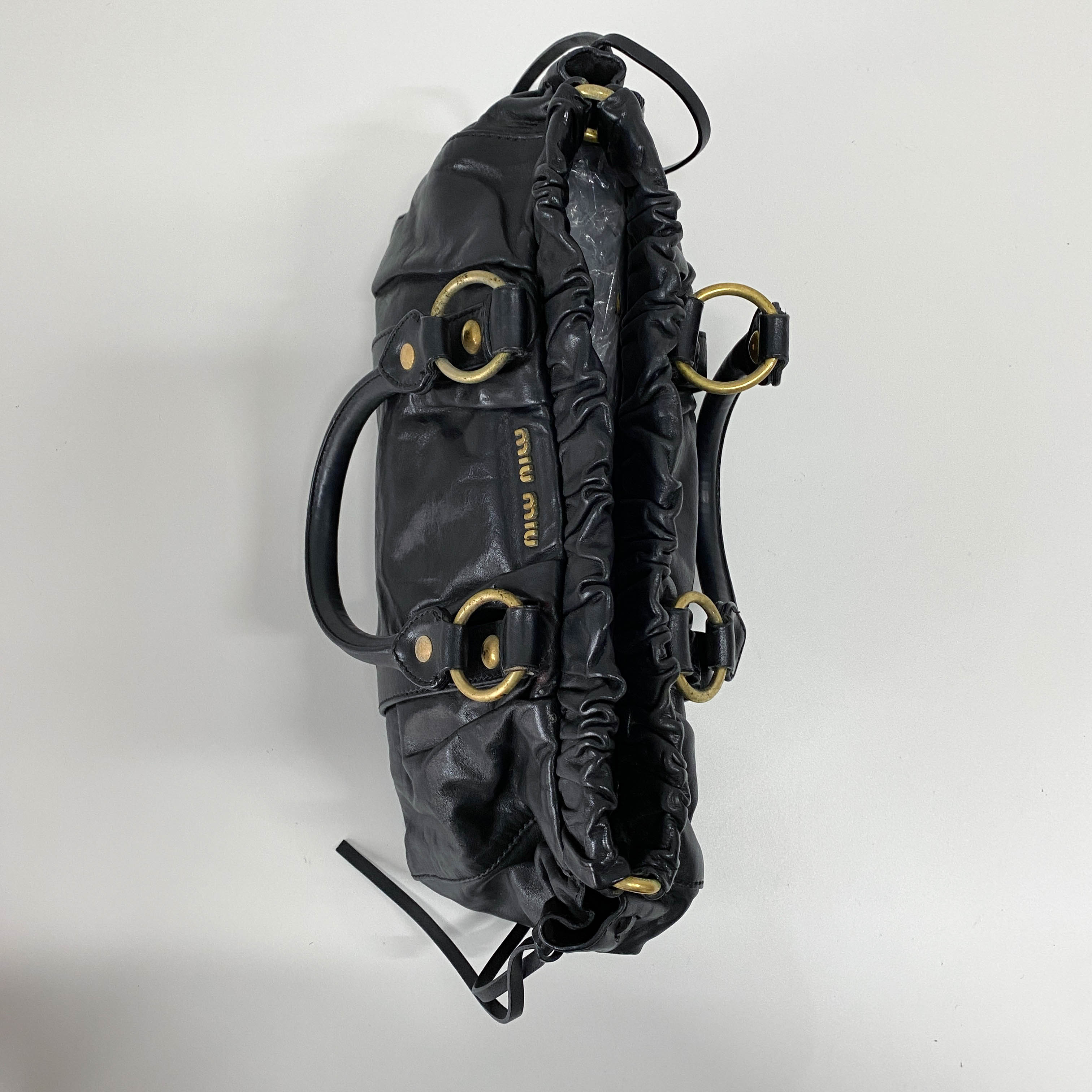 Vitello Black Leather Two Way Bag