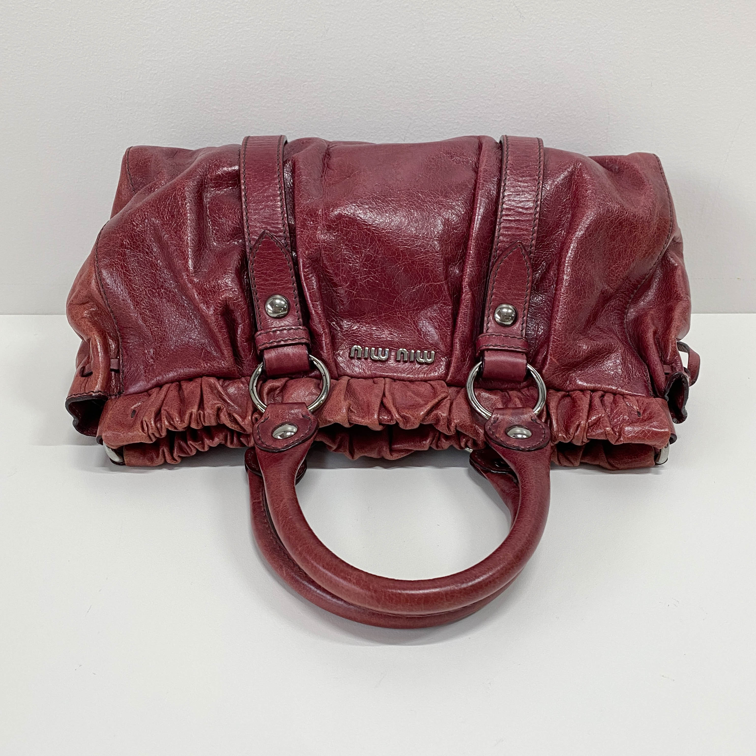 Vitello Red Calfskin Leather Two Way Bag