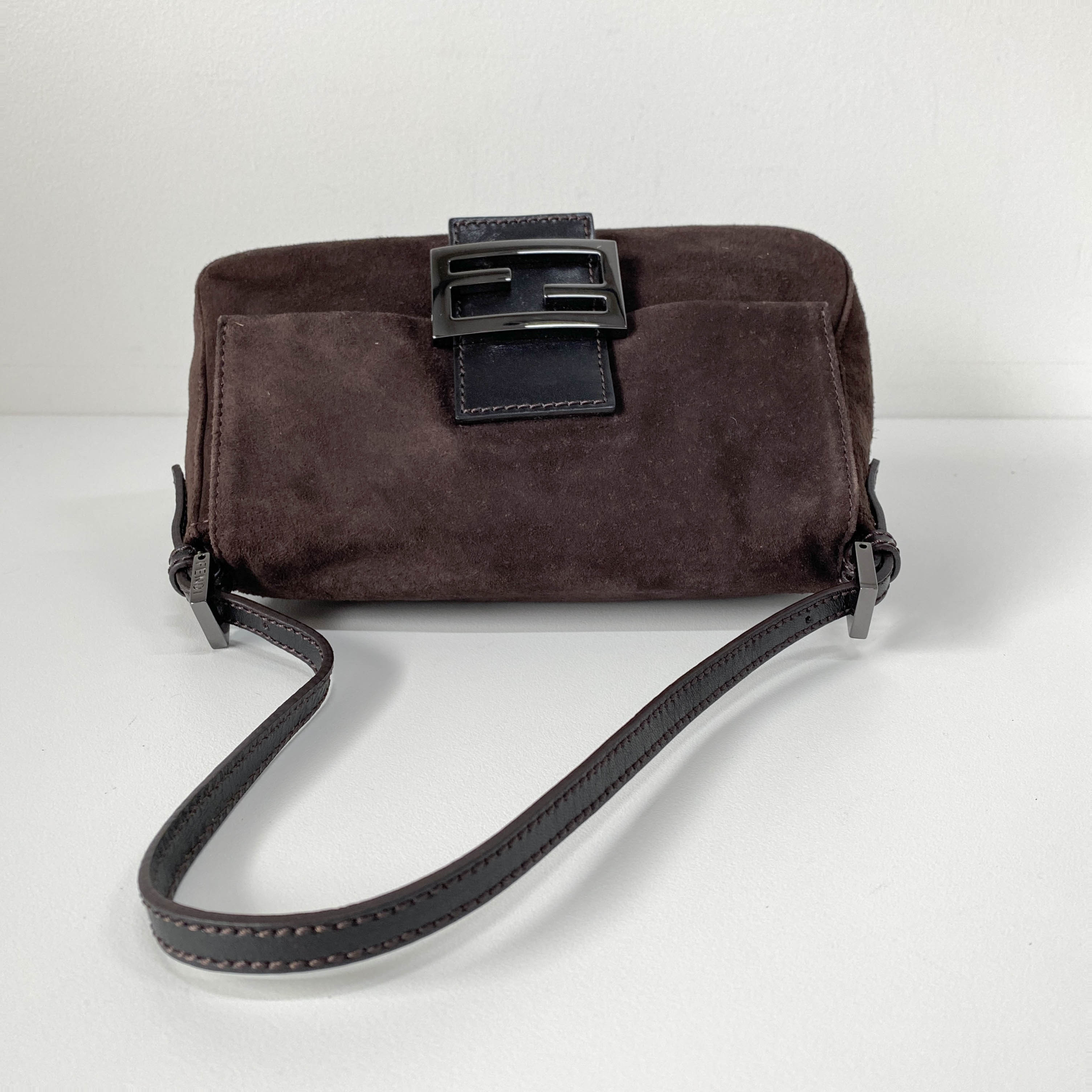 Mini Mamma Baguette Brown Suede Shoulder Bag