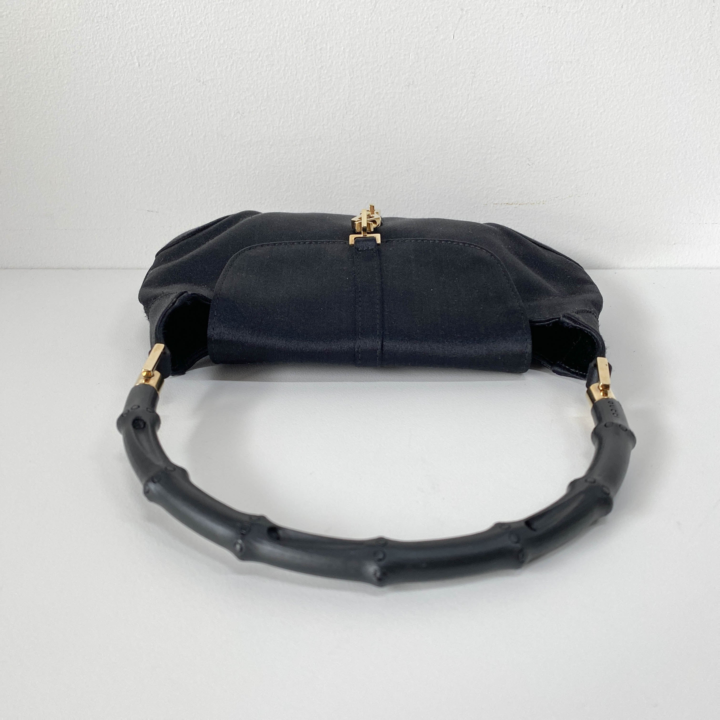 Bamboo Mini Black Satin Handbag