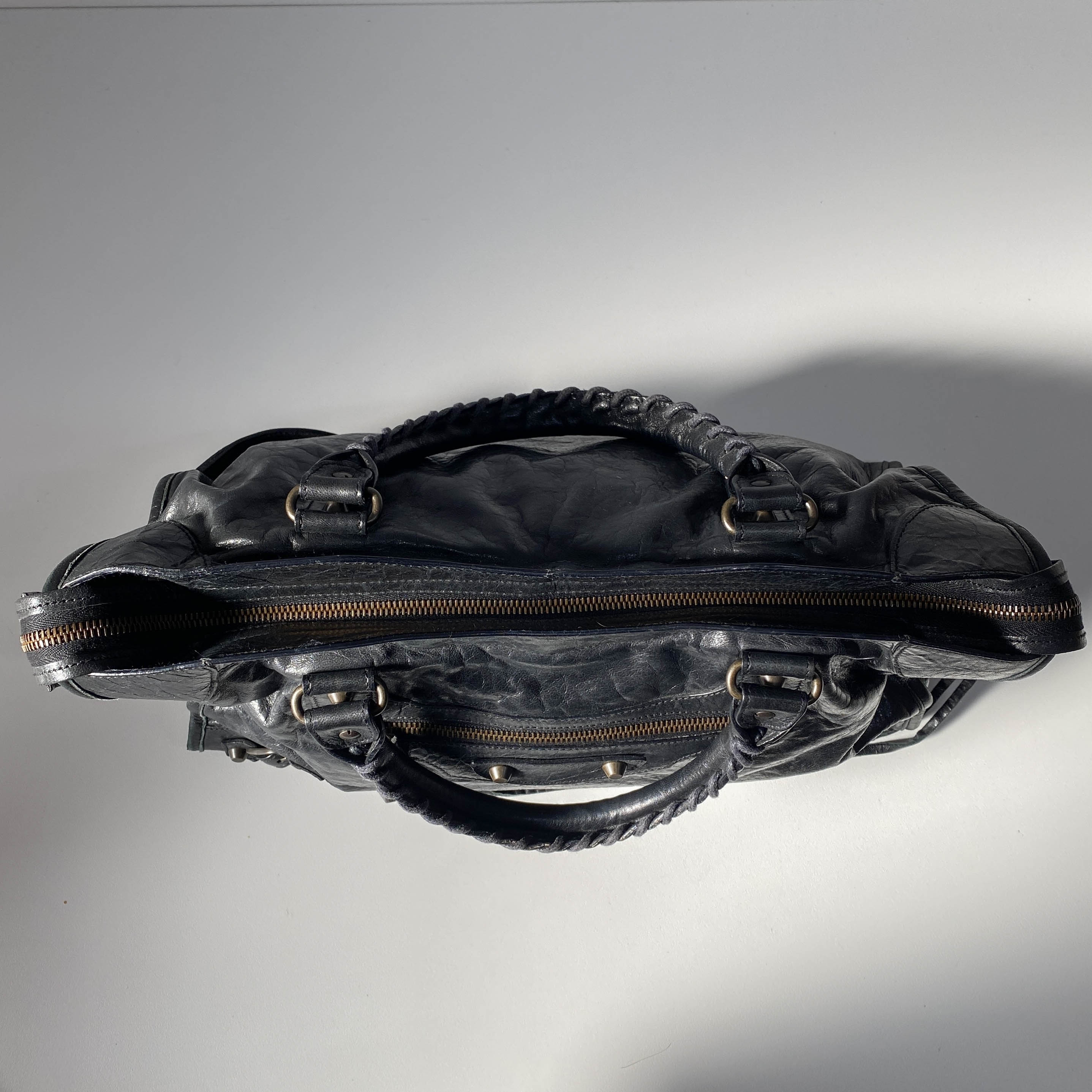 The City Black Leather Two Way Bag