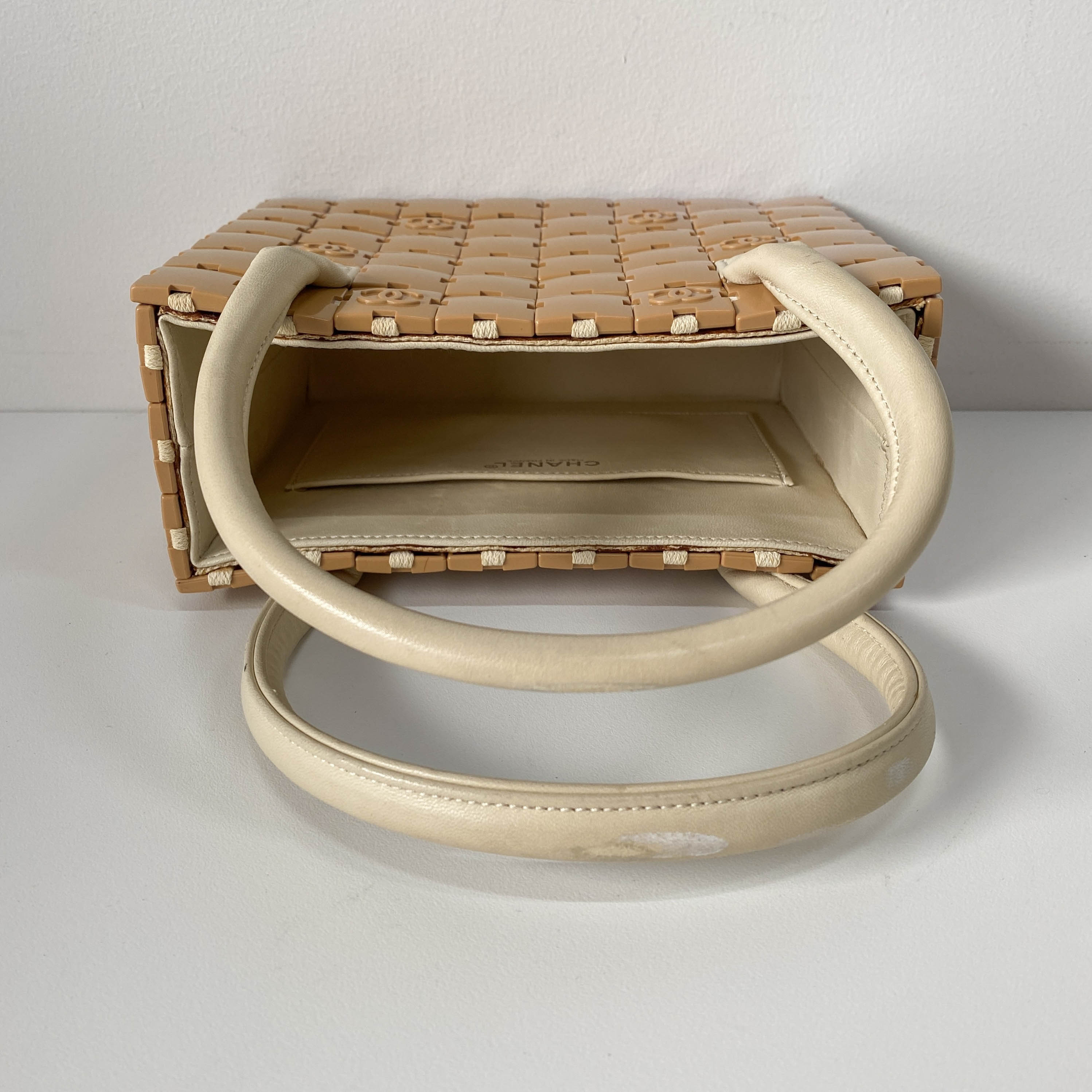 Puzzle Pink/Beige Leather Hand Bag