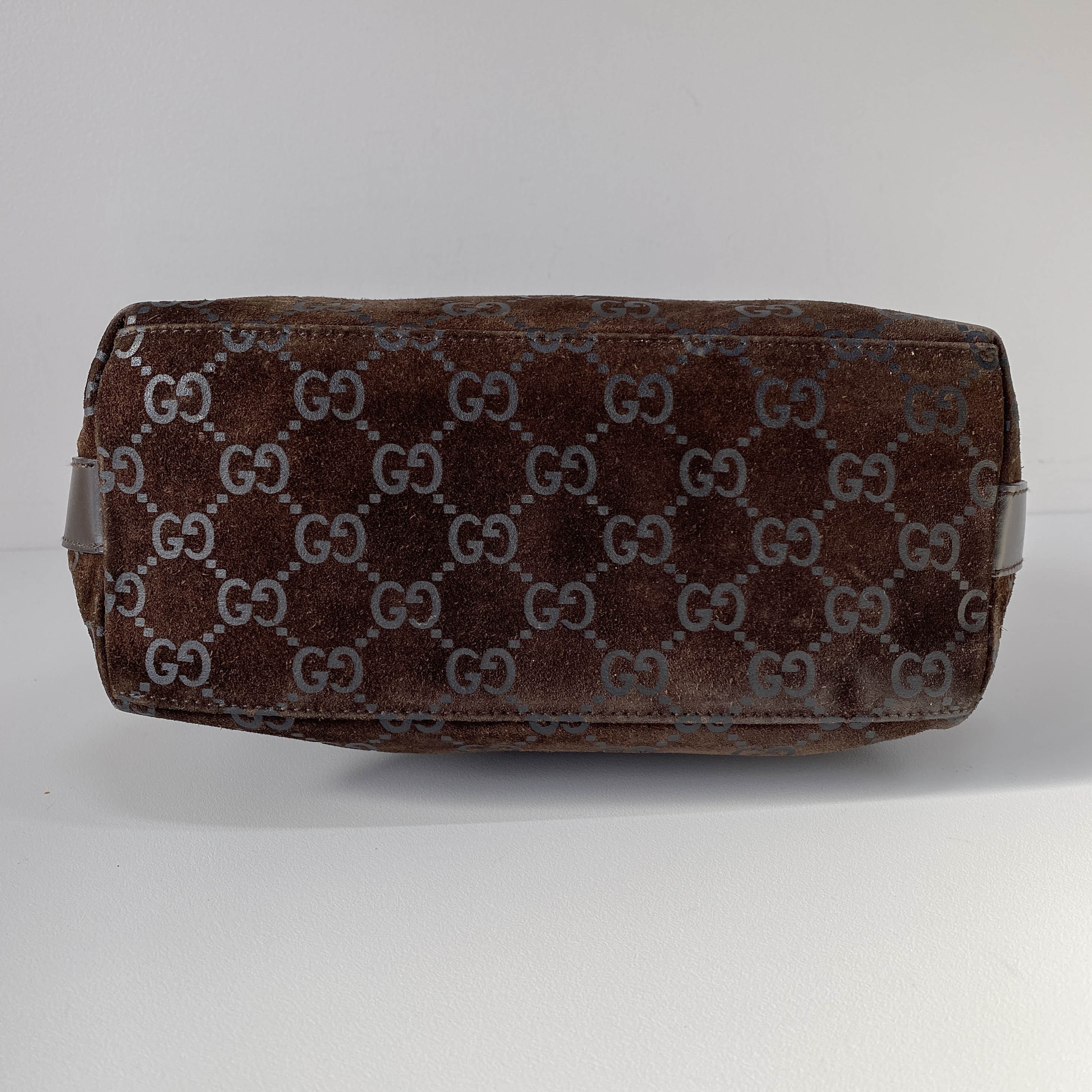 GG Brown Suede Hobo Shoulder Bag