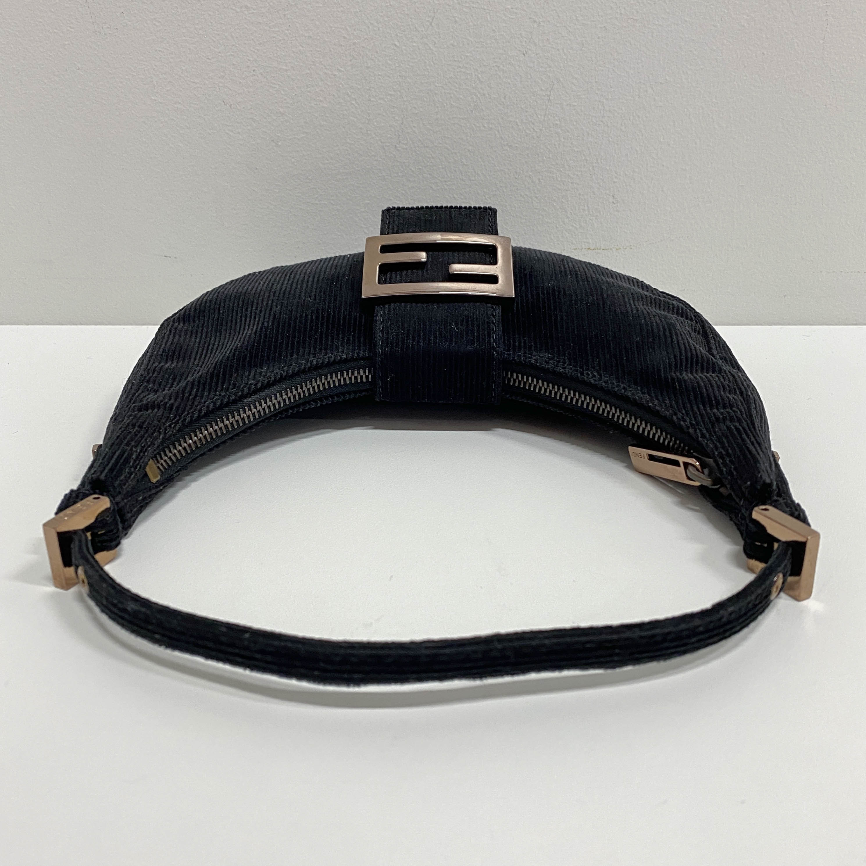 Croissant Black Corduroy Shoulder Bag