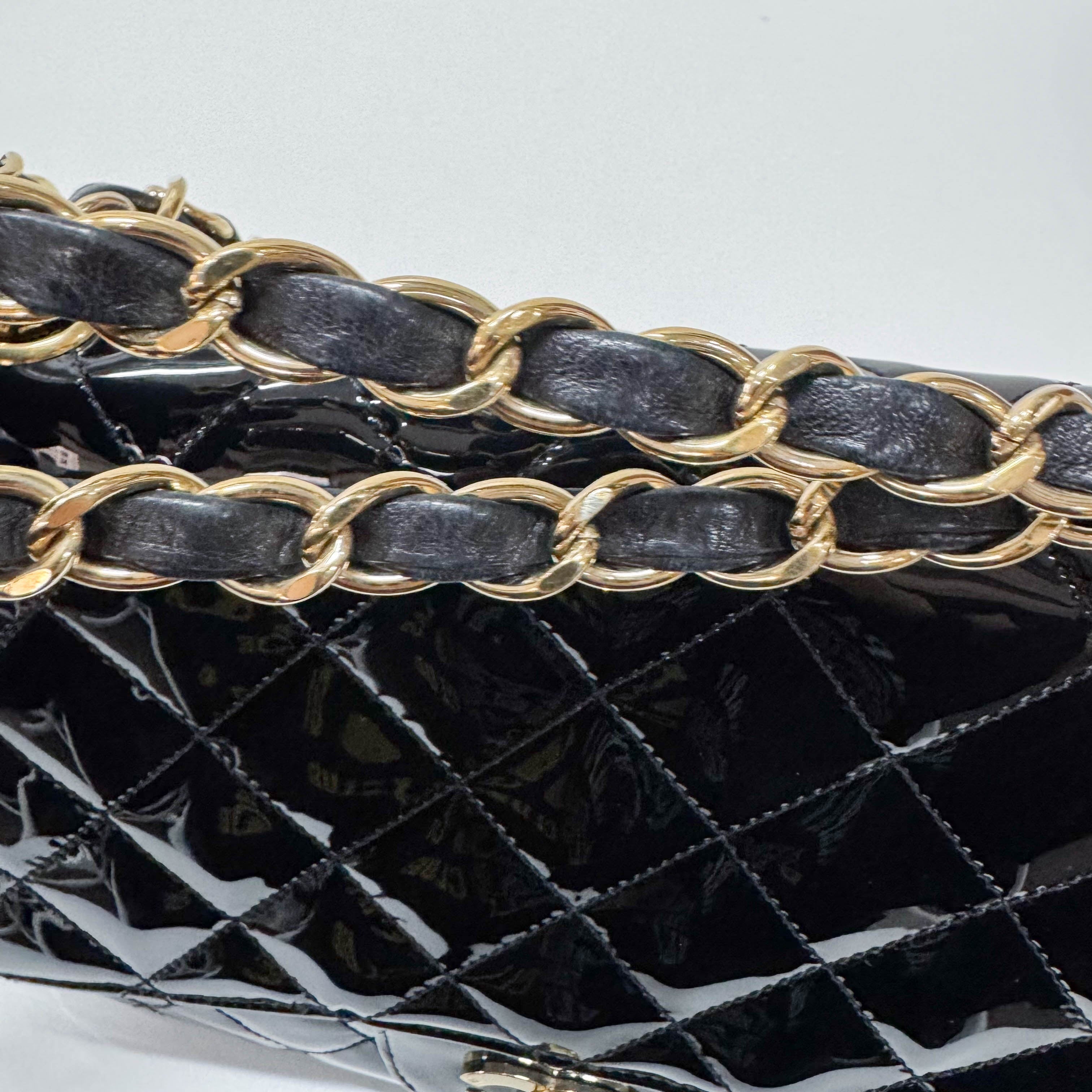 Timeless Classic Flap BlackPatent Leather Shoulder/Crossbody Bag