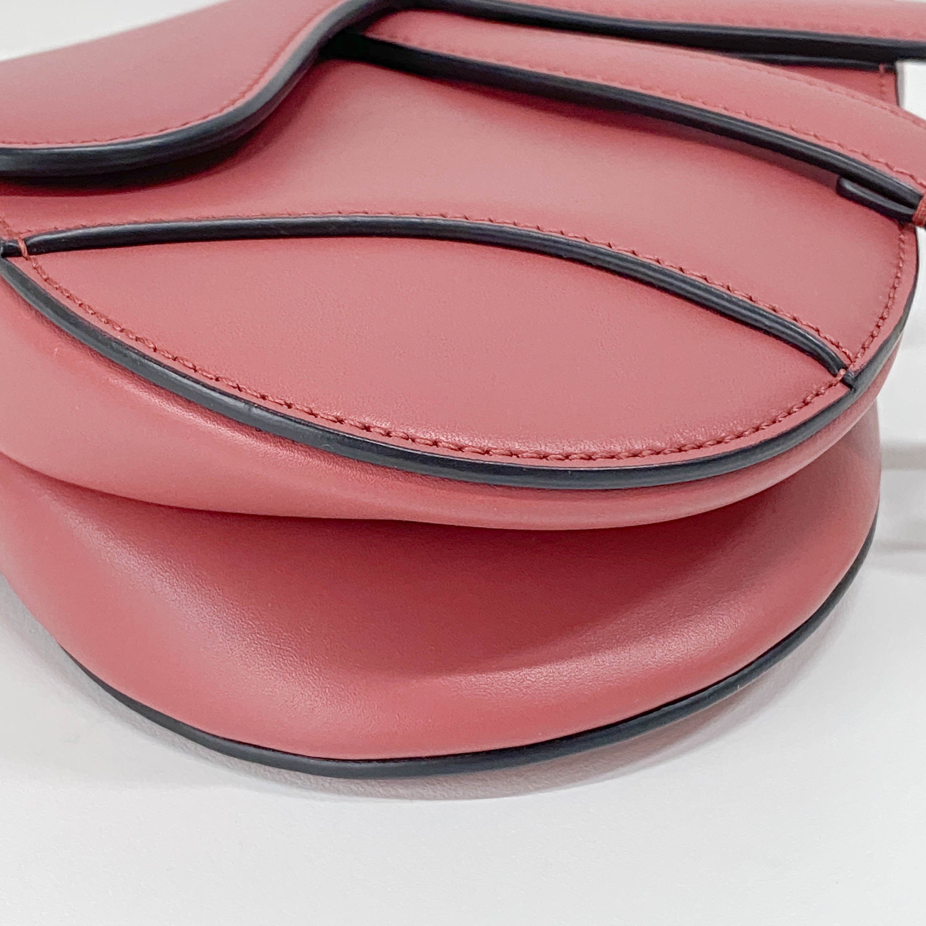 Saddle Rose Pink Leather Shoulder Bag