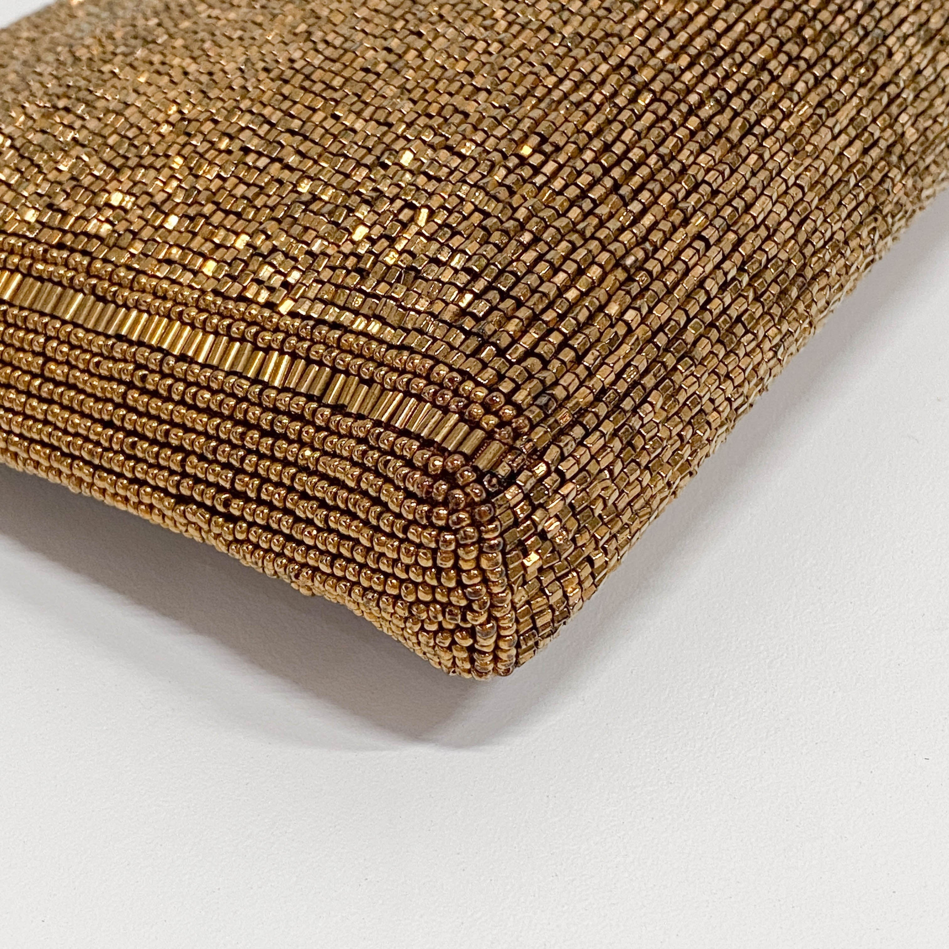 Vintage Rose Gold Beaded Gold Chain Shoulder Bag