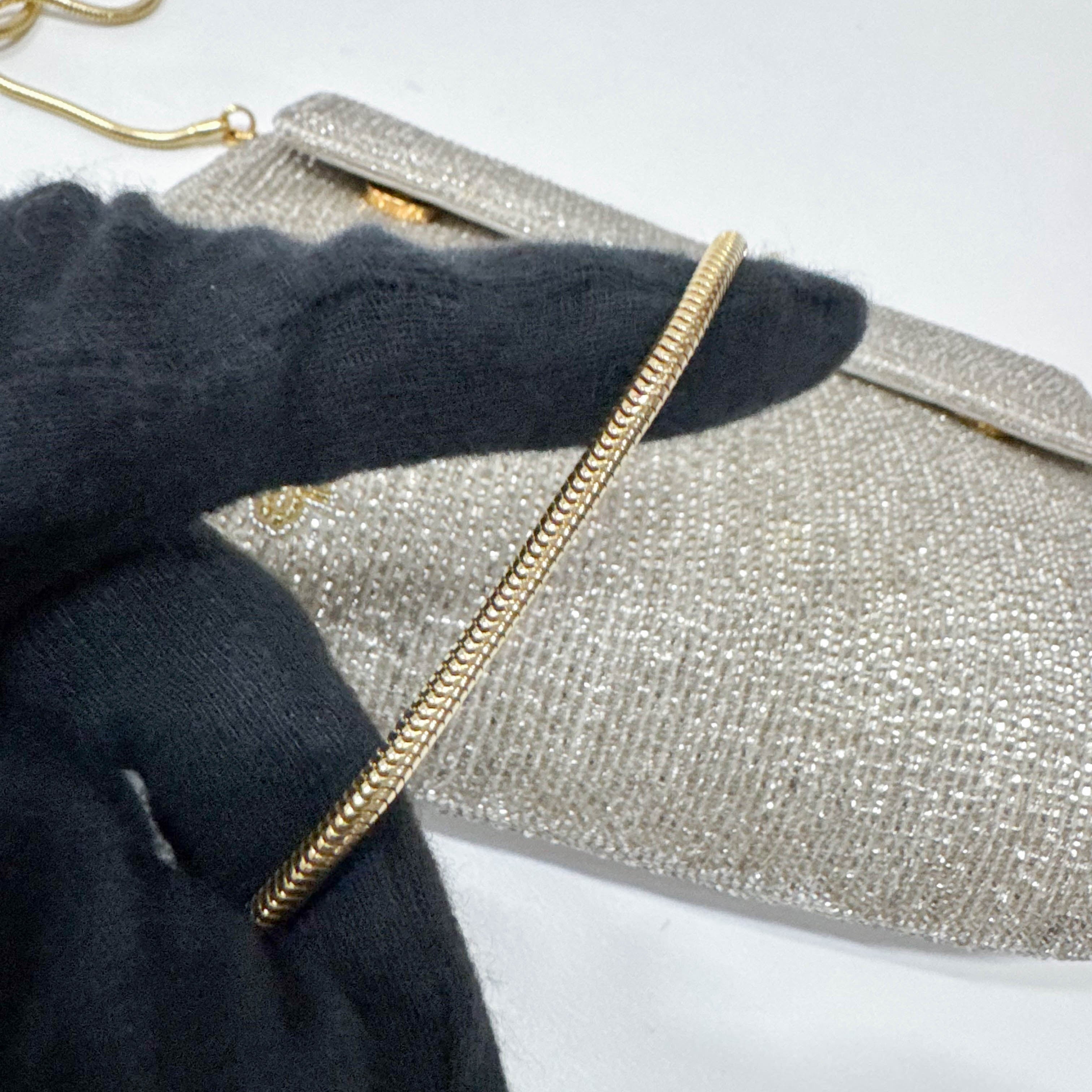 Vintage Silver Beaded Glod Chain Shoulder Bag