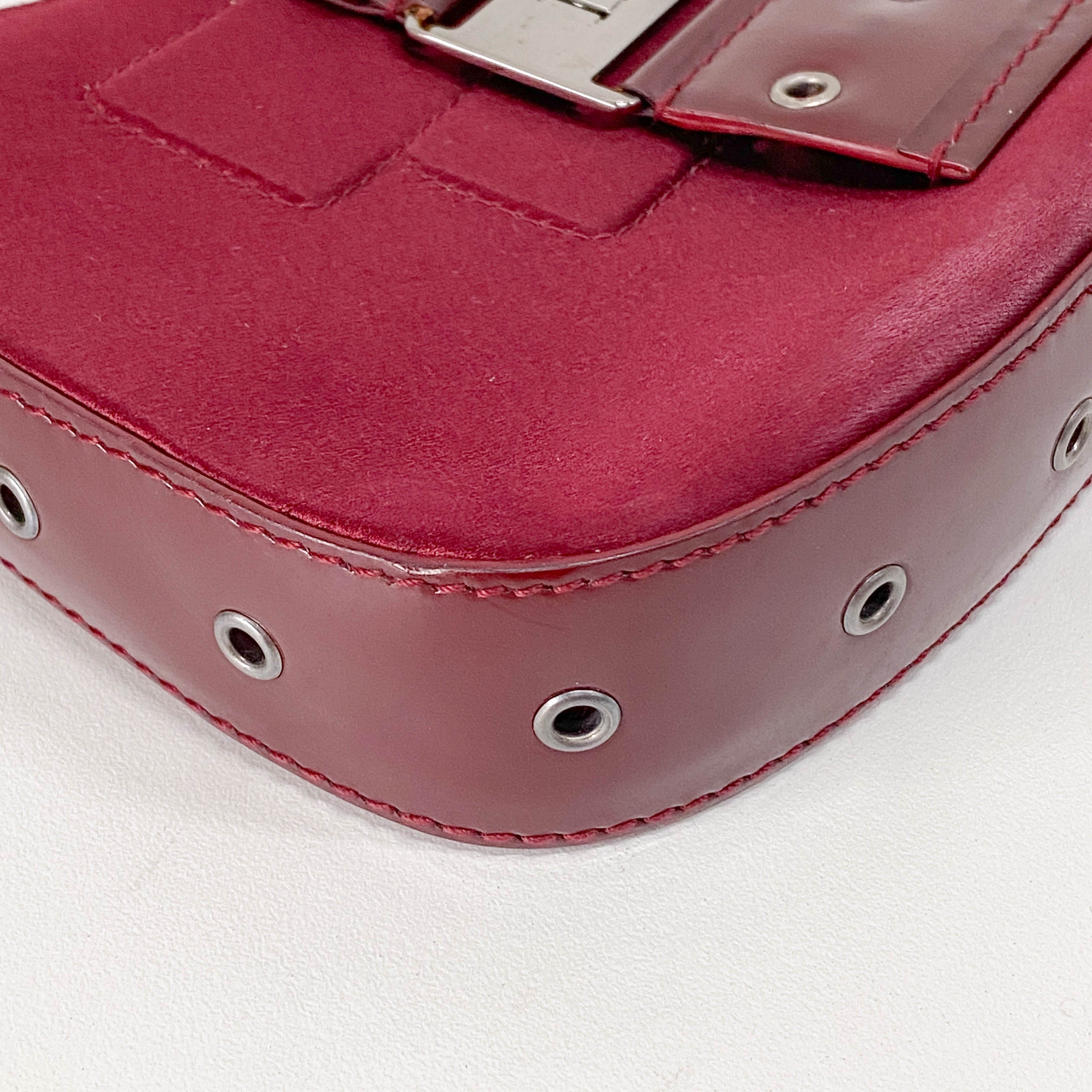 Mini Burgundy Satin Hobo Shoulder Bag