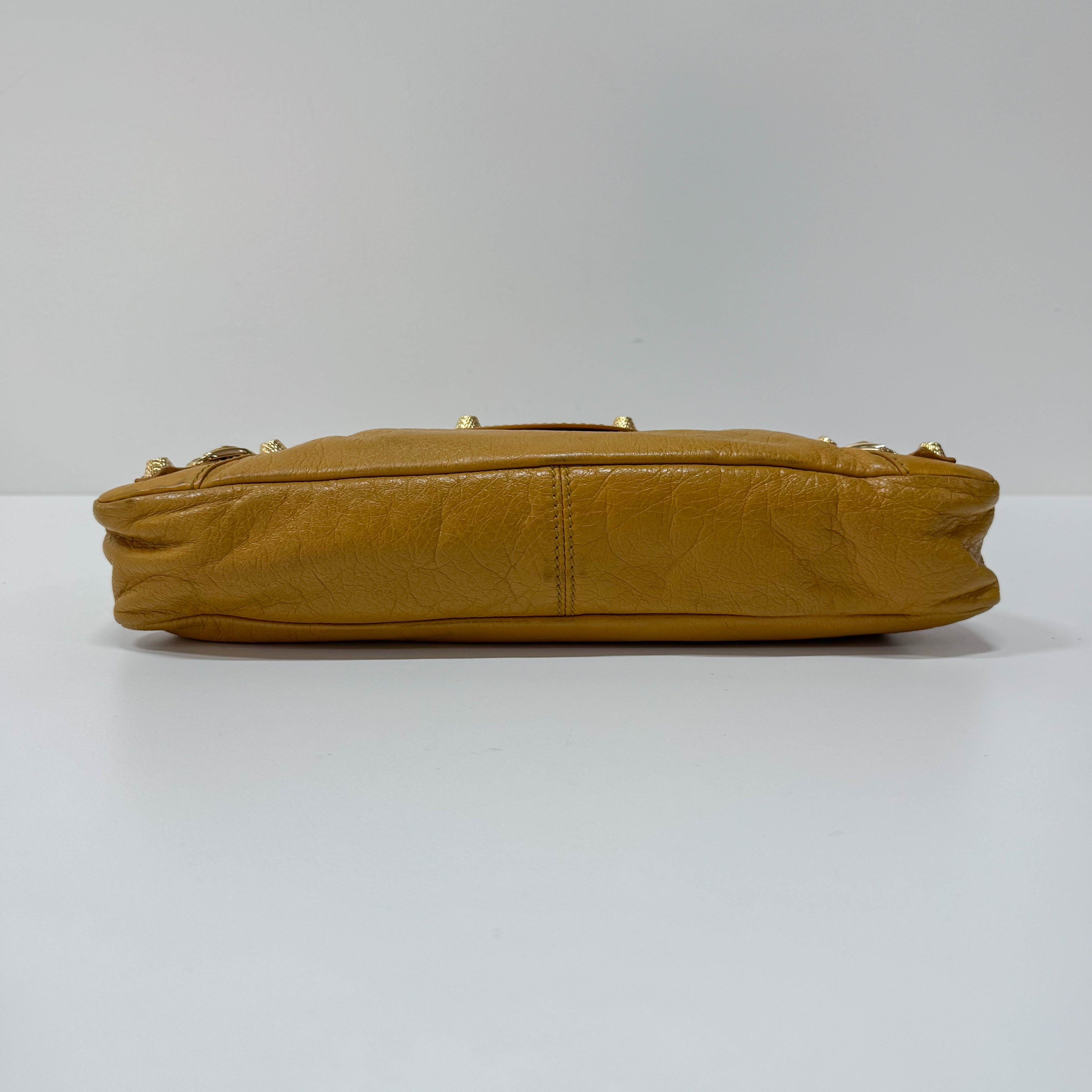 The First Yellow Leather Shoulder Two Way Bag