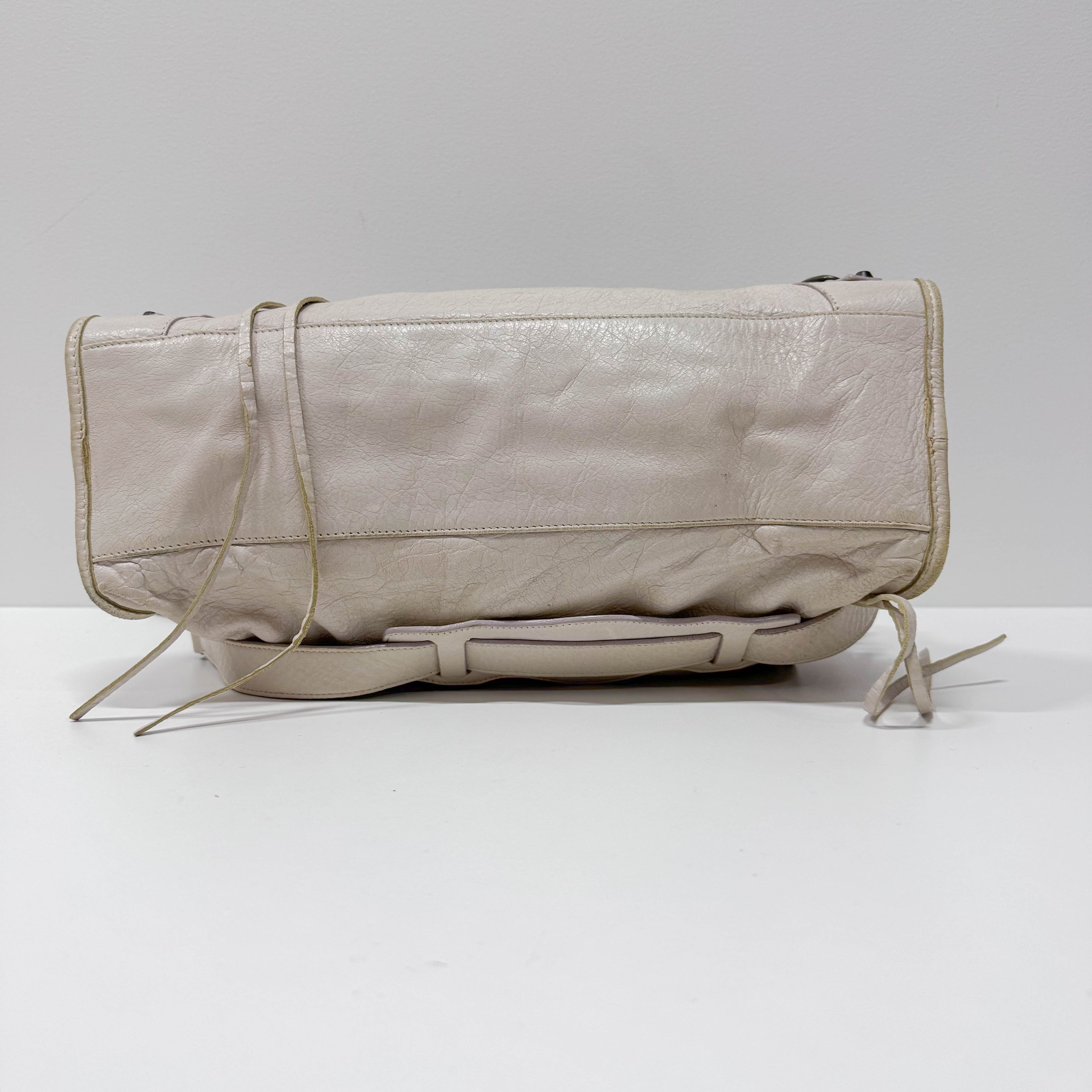 The City Beige Calfskin Leather Two Way Bag