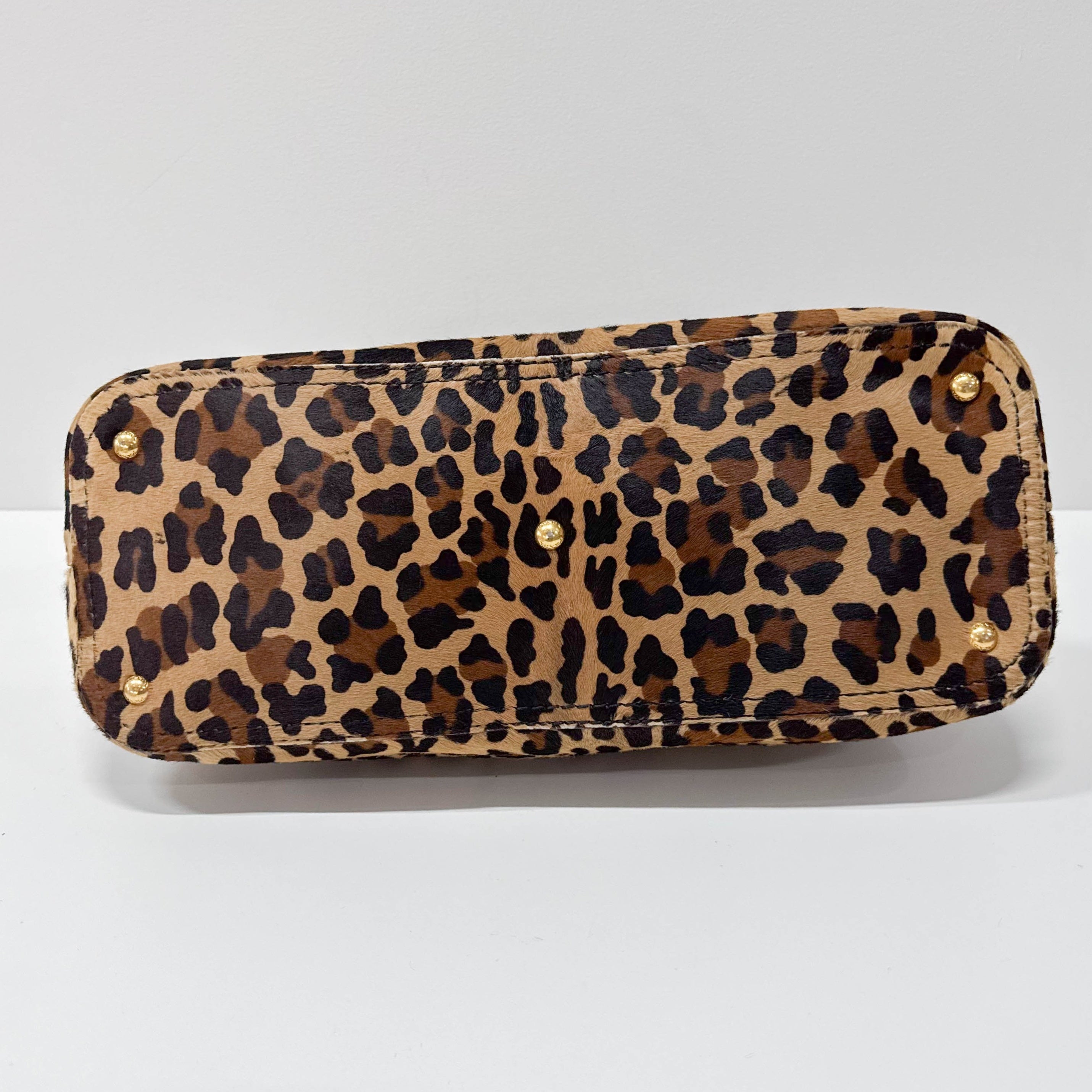 Leopard Print Brown Pony Hair Two Way Bag