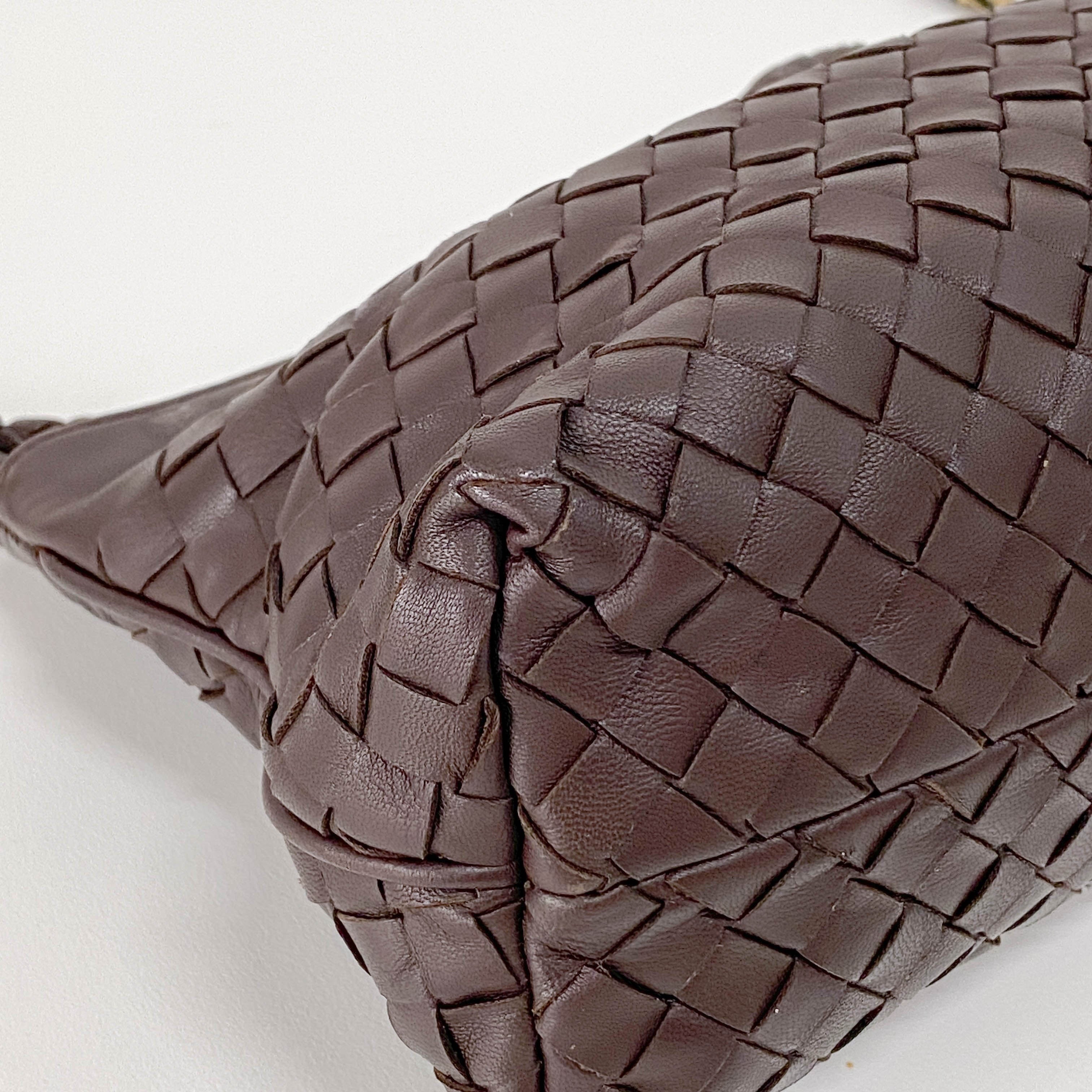 Intrecciato Brown Leather Shoulder Bag