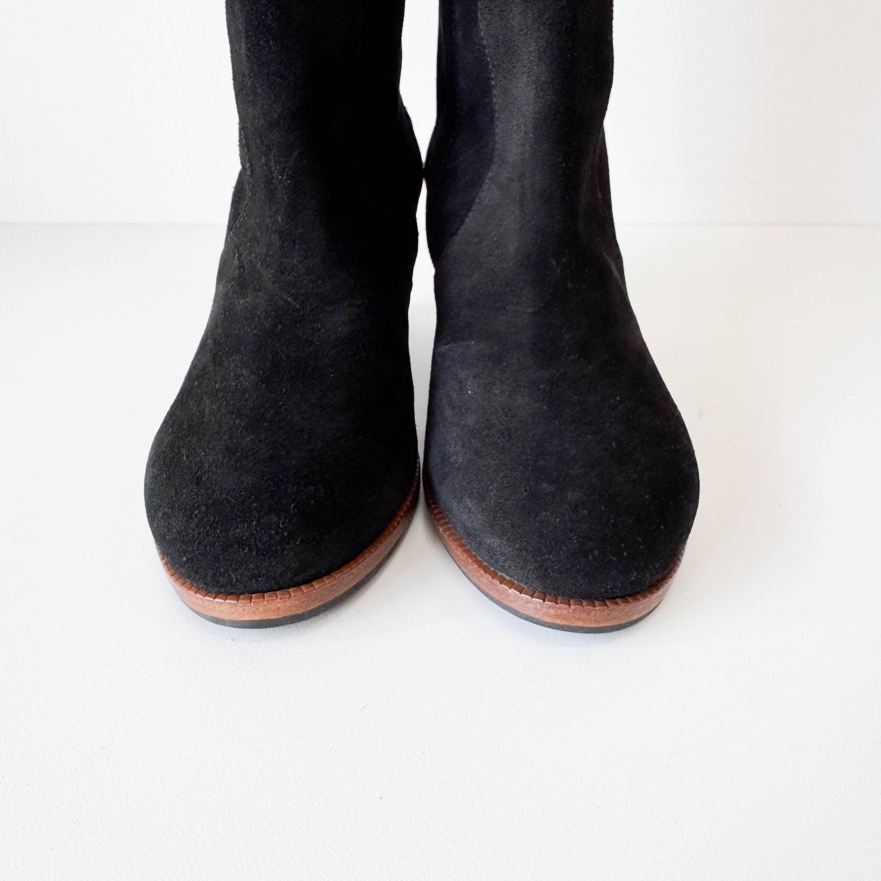 Size 37 1/2 Black Suede Tall Boots