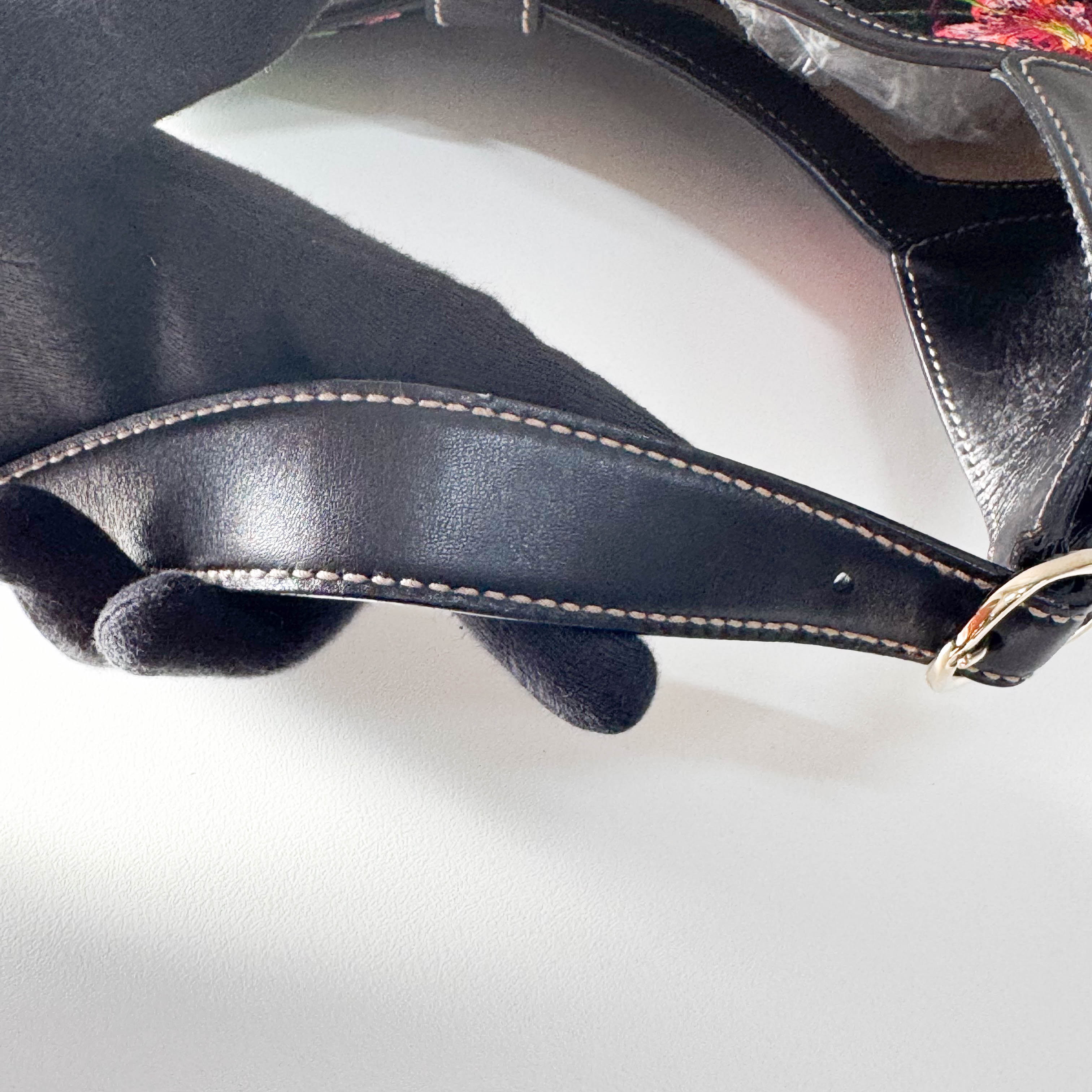 Jackie Bouvier Floral Printed Canvas Hobo Shoulder Bag