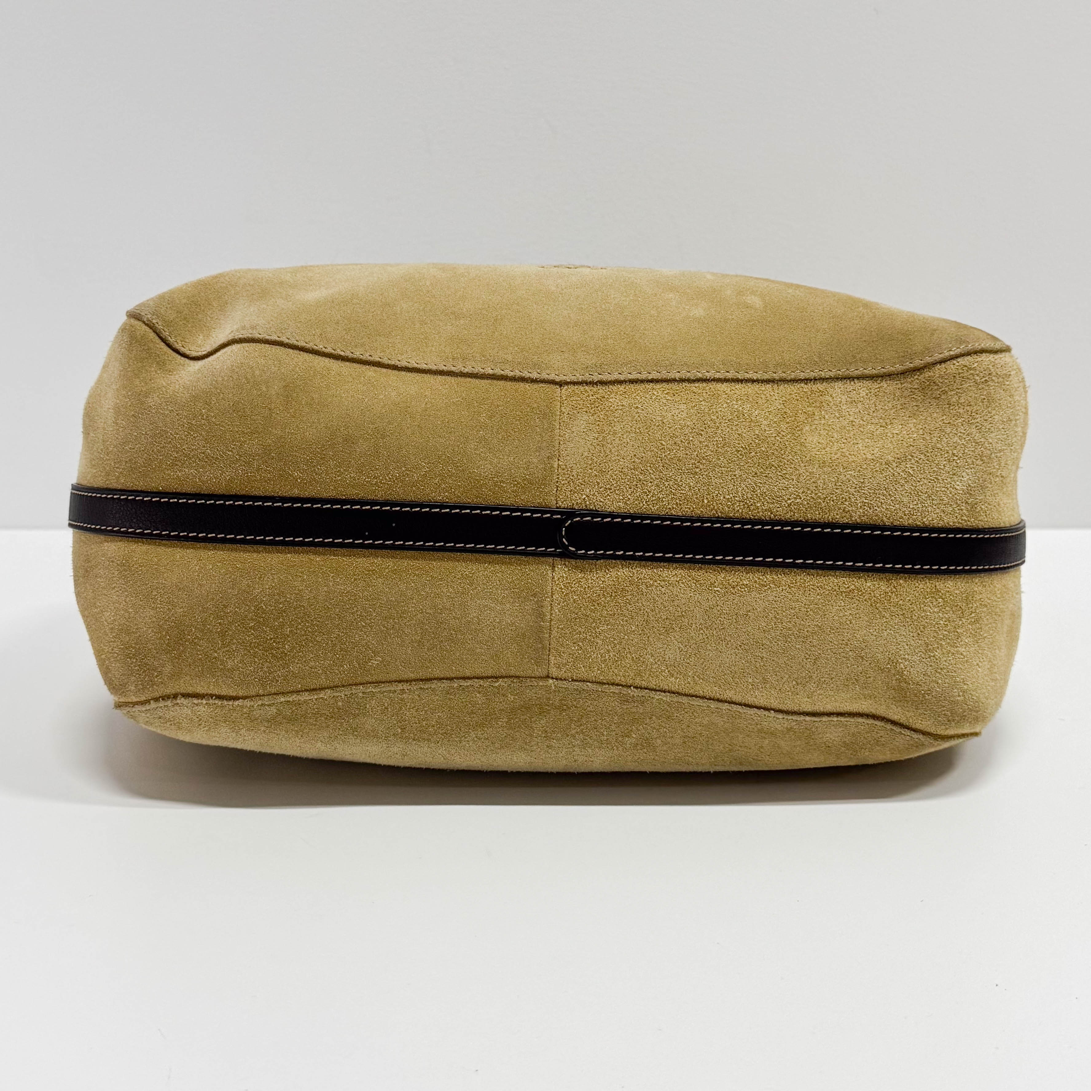 Anagram Beige Suede Shoulder Bag