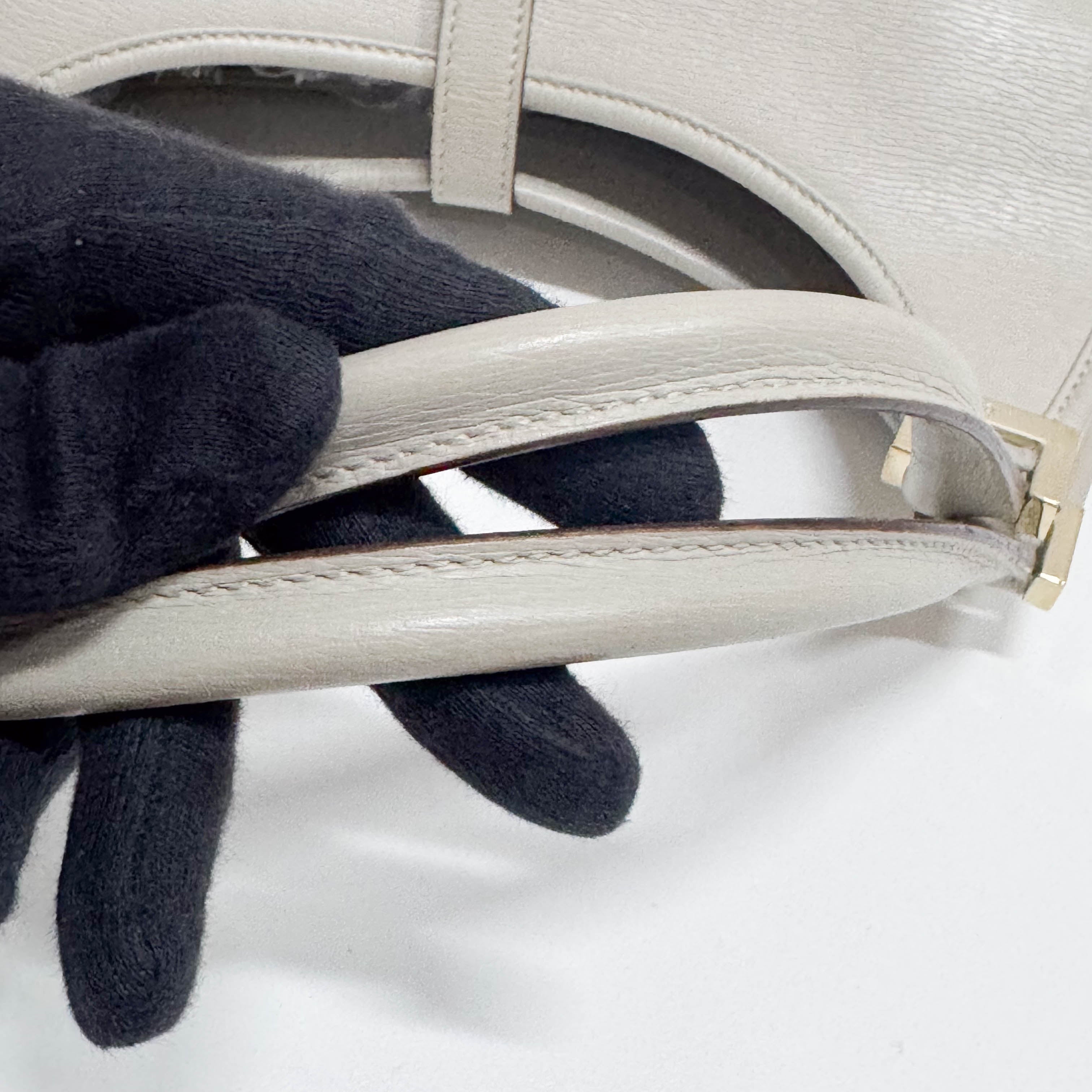 Jackie Small Grey Leather Shoulder Bag