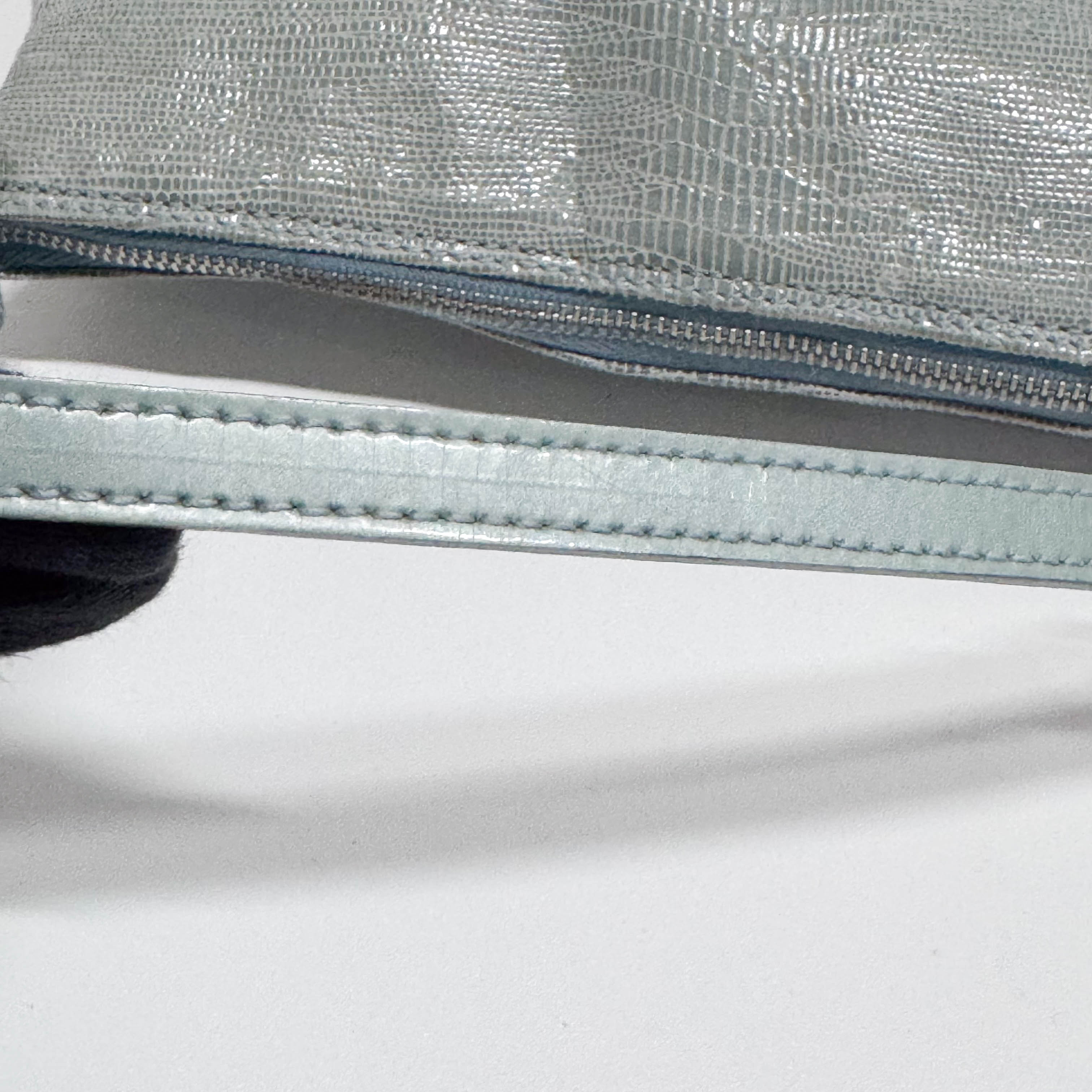 Saddle Blue Lizard Embossed Shoulder Bag