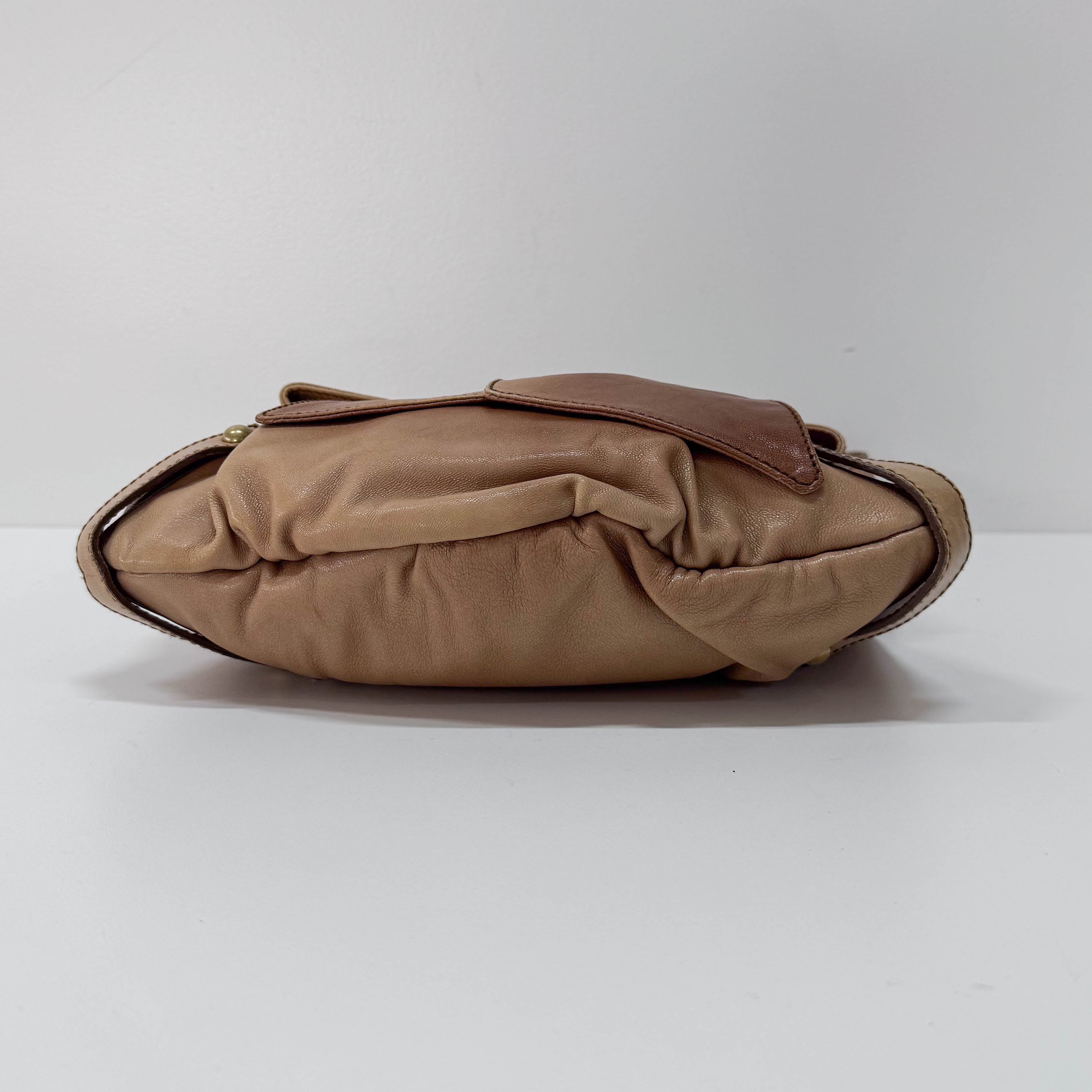 Ribbon Brown Leather Shoulder Bag