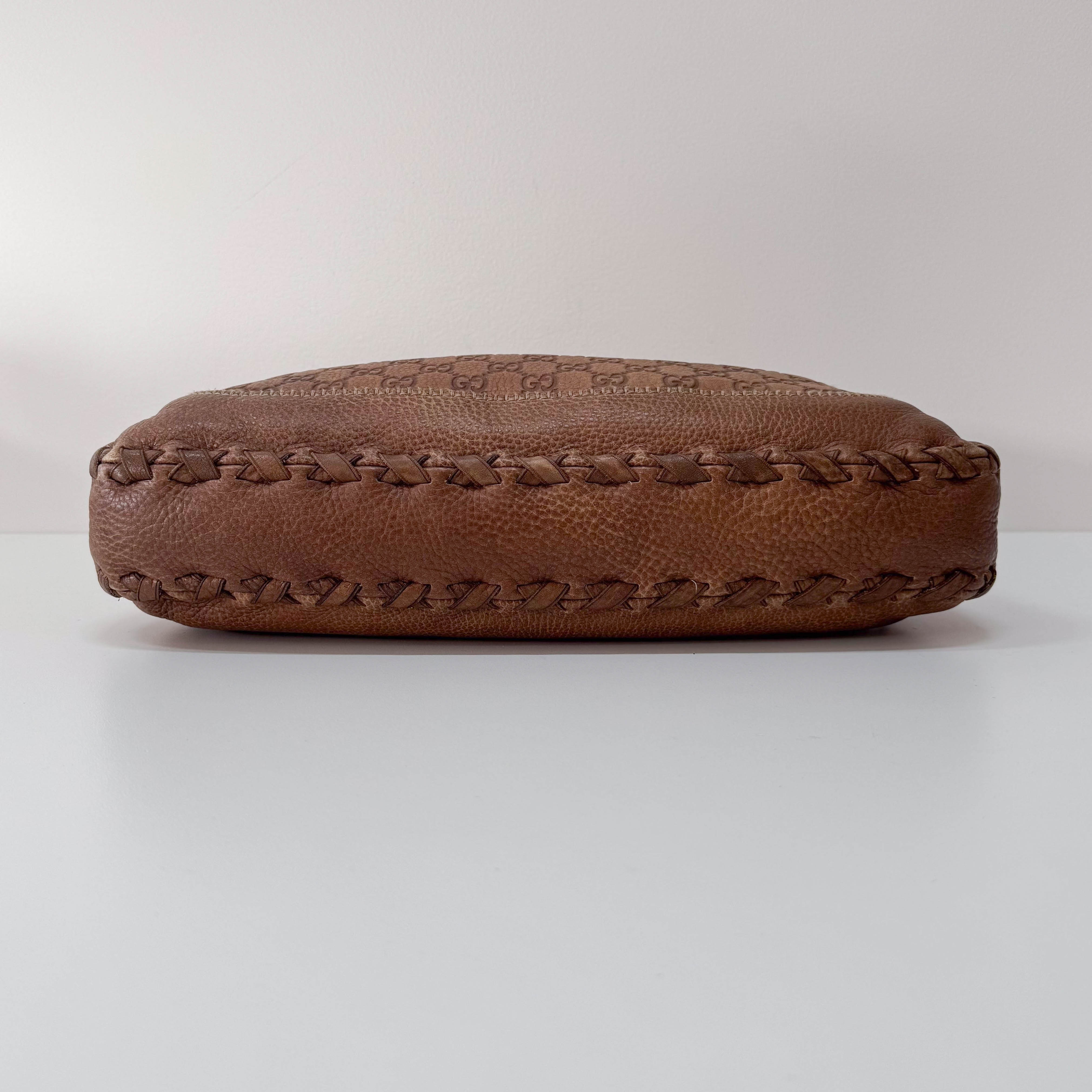 New Jackie Bamboo Guccissima Brown Calfskin Shoulder Bag