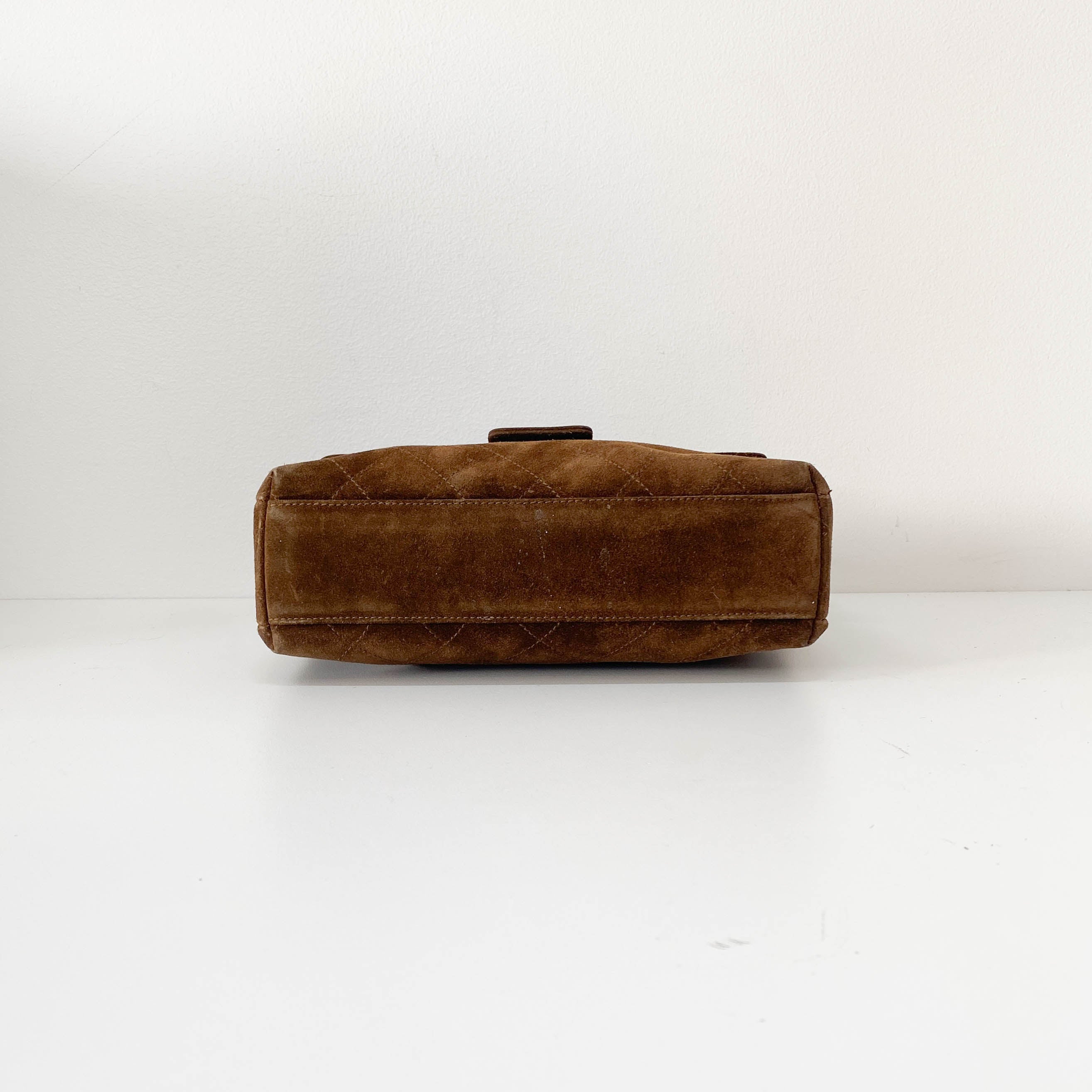 Matelasse Brown Suede One Shoulder Bag