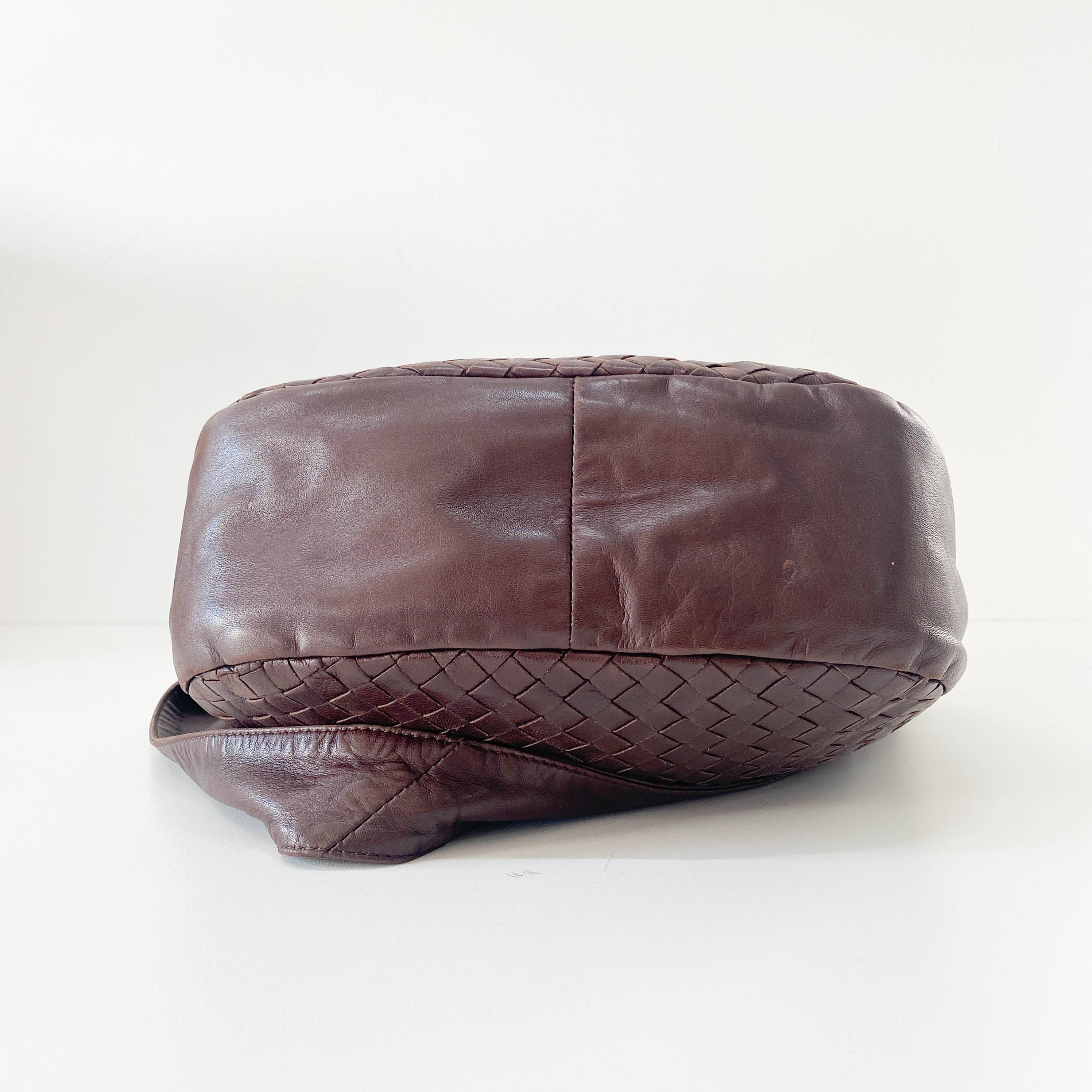 Intrecciato Brown Leather Shoulder Bag