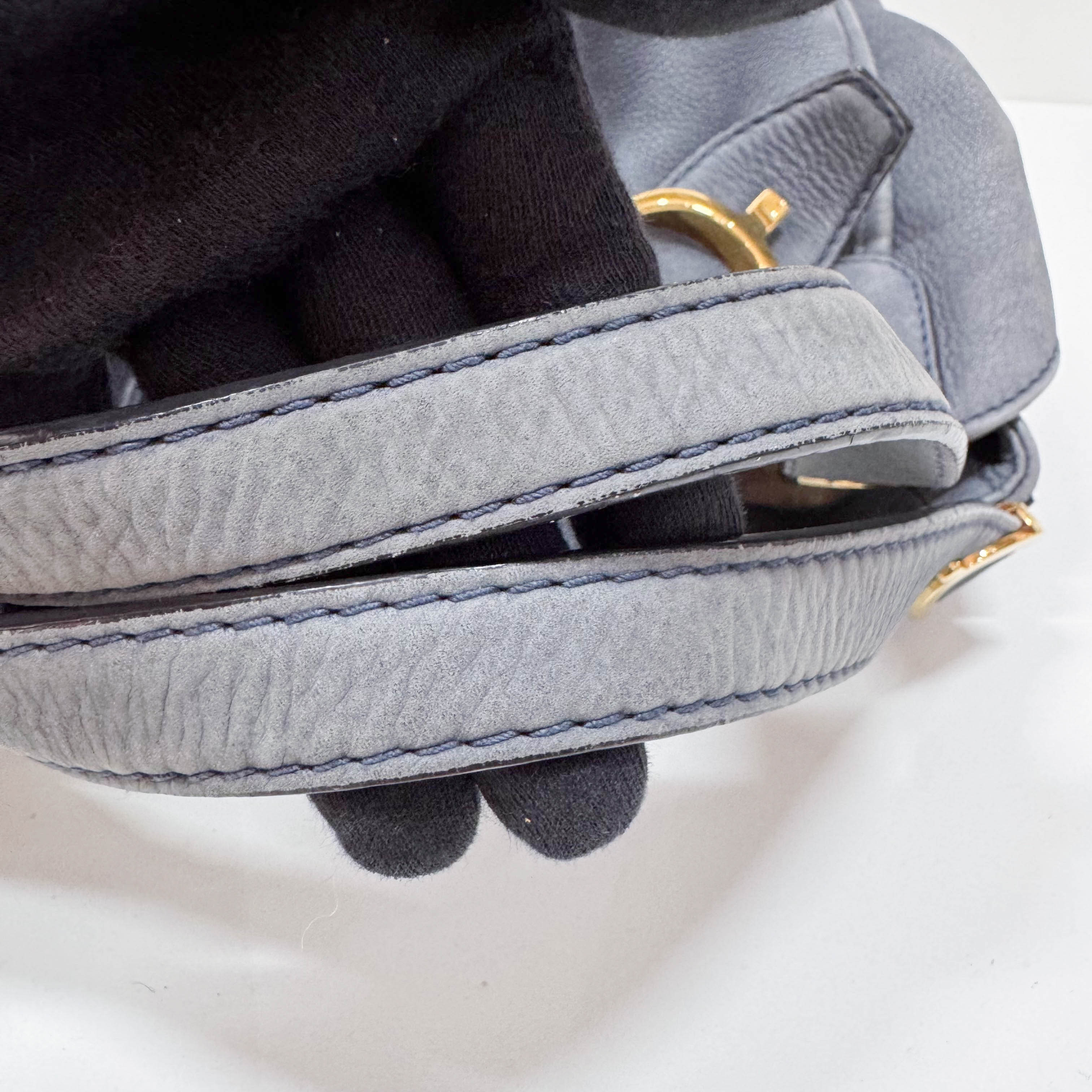 Stirrup Blue Leather Shoulder Bag