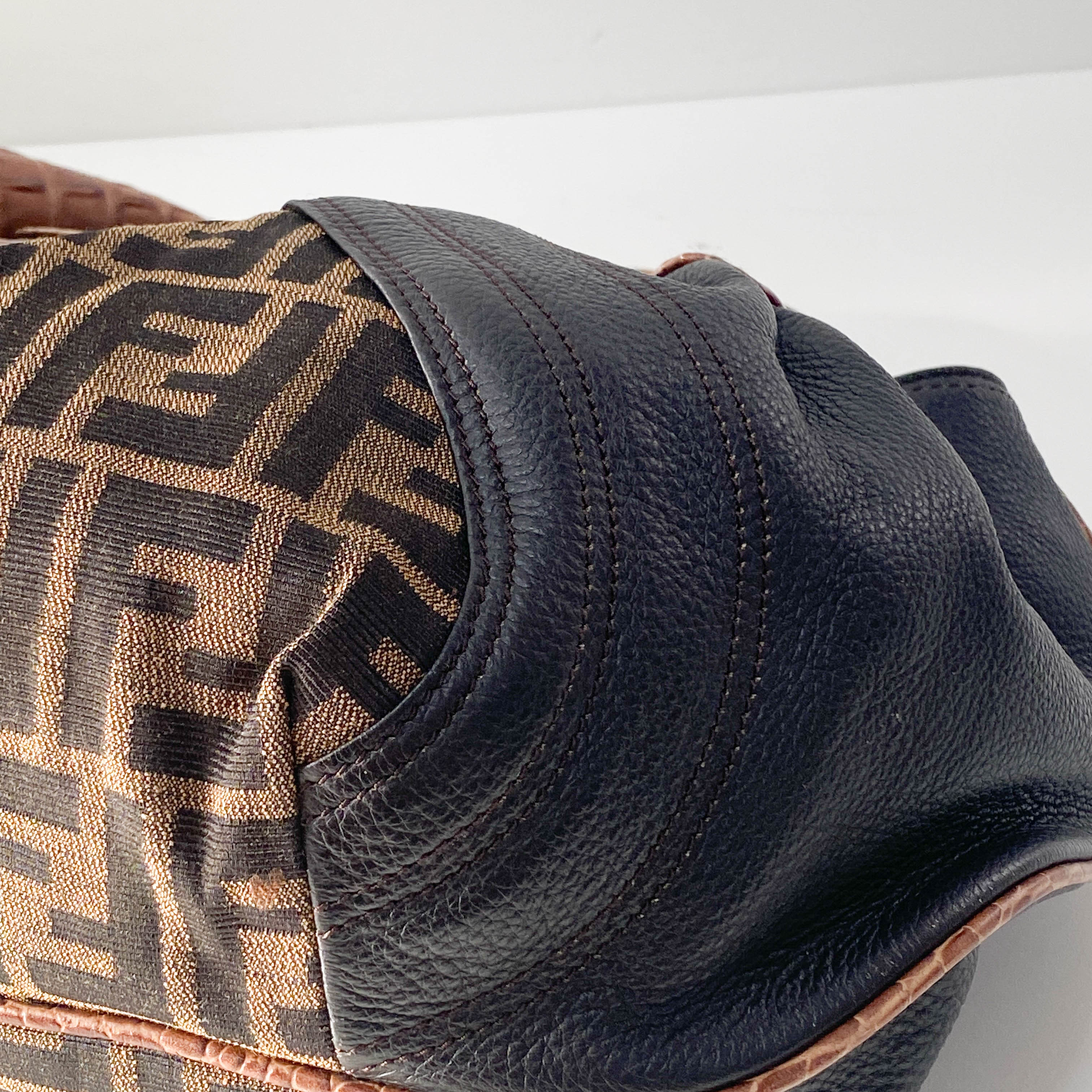 Spy Zucca Canvas & Leather Shoulder Bag