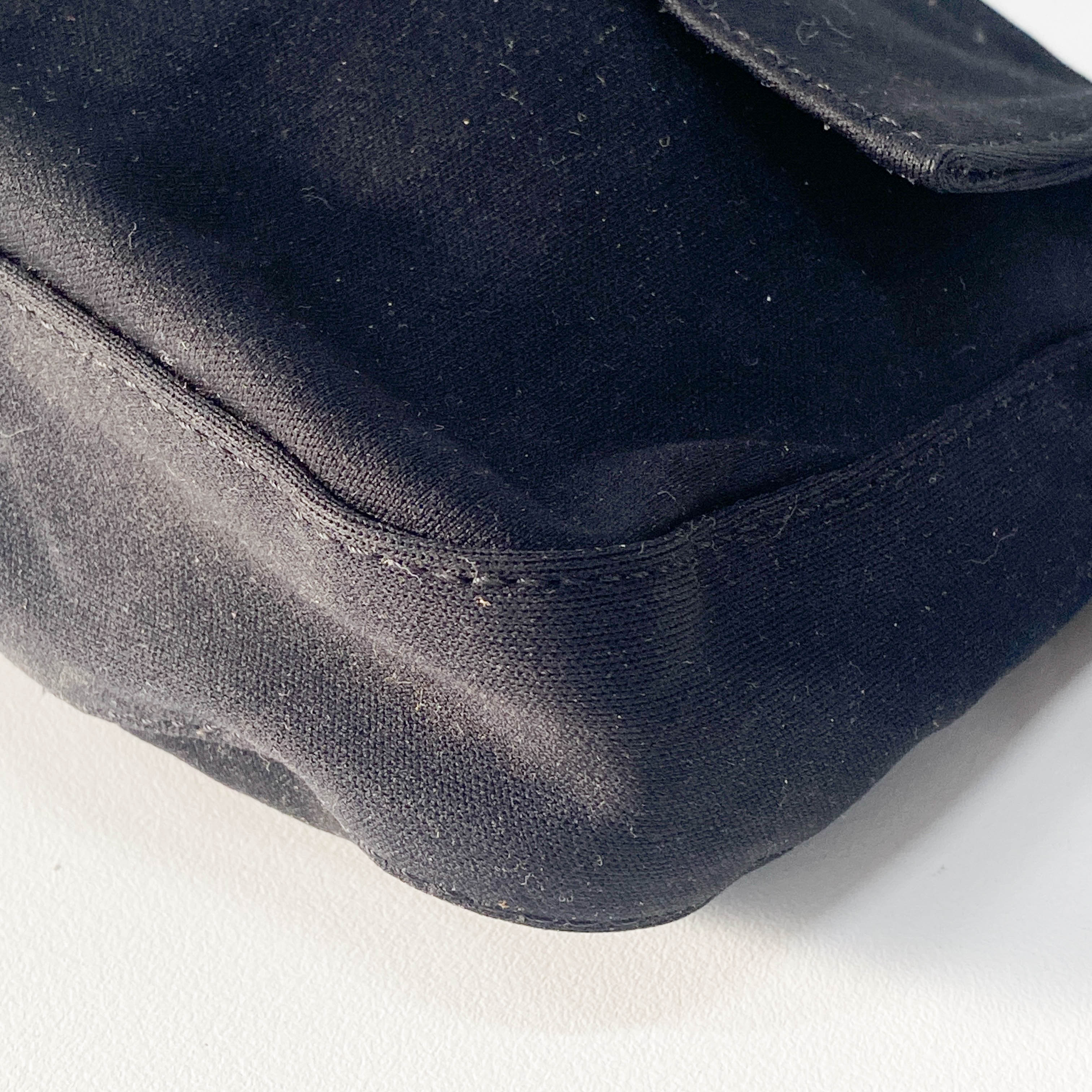 Baguette Black Neoprene Shoulder Bag