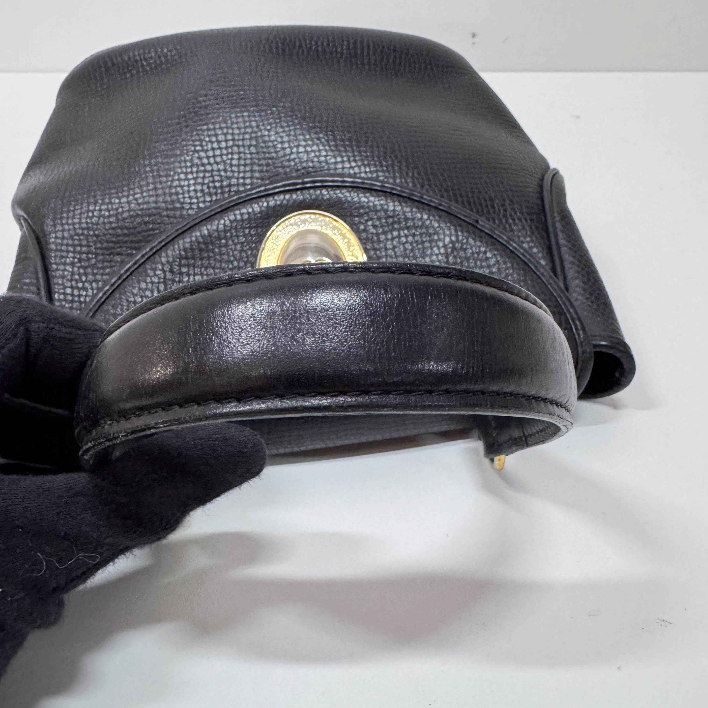 Black Leather Top Handle Bag