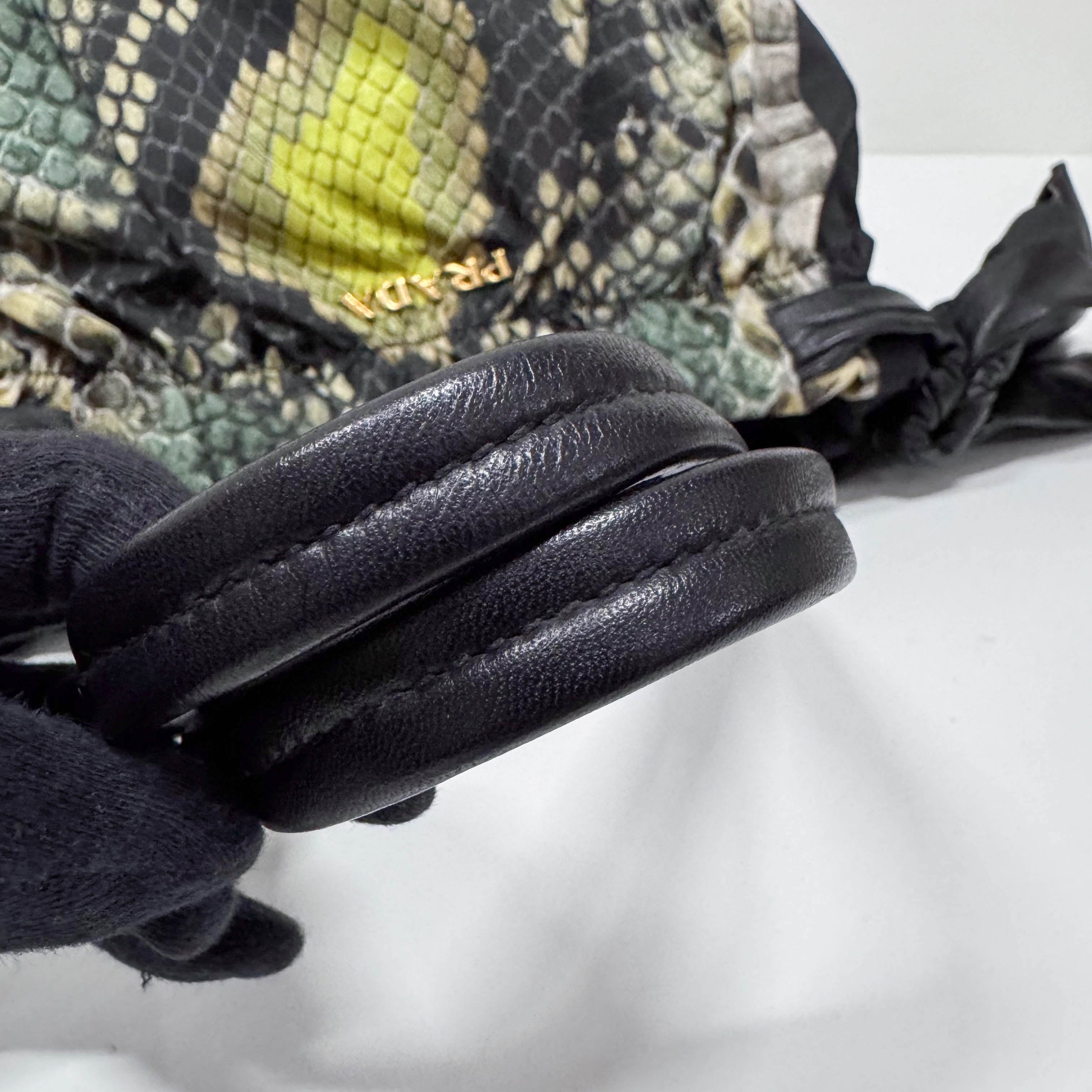 Green Snakeprint Nylon Shoulder Bag