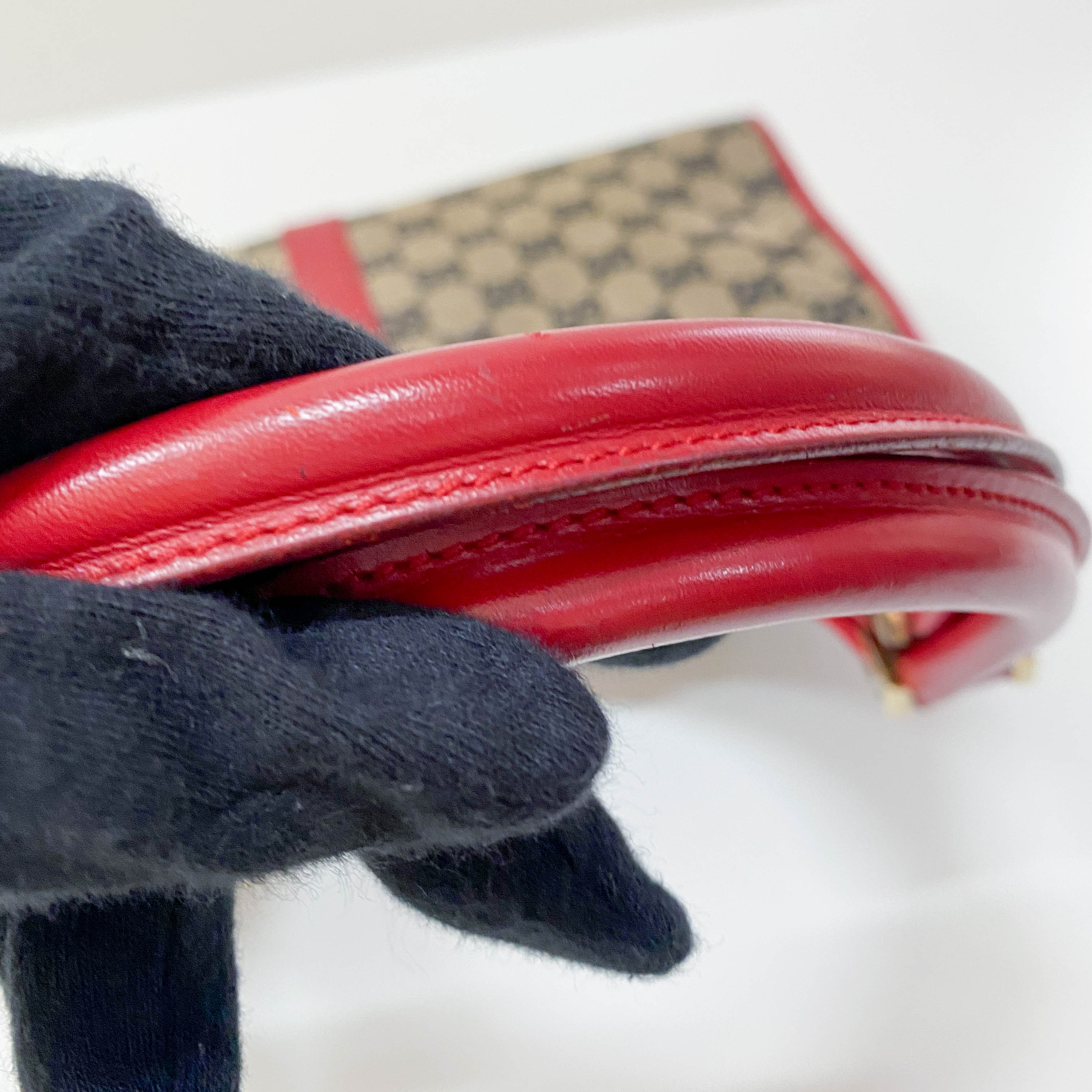 Jackie GG Supreme Brown Canvas & Red Leather Shoulder Bag