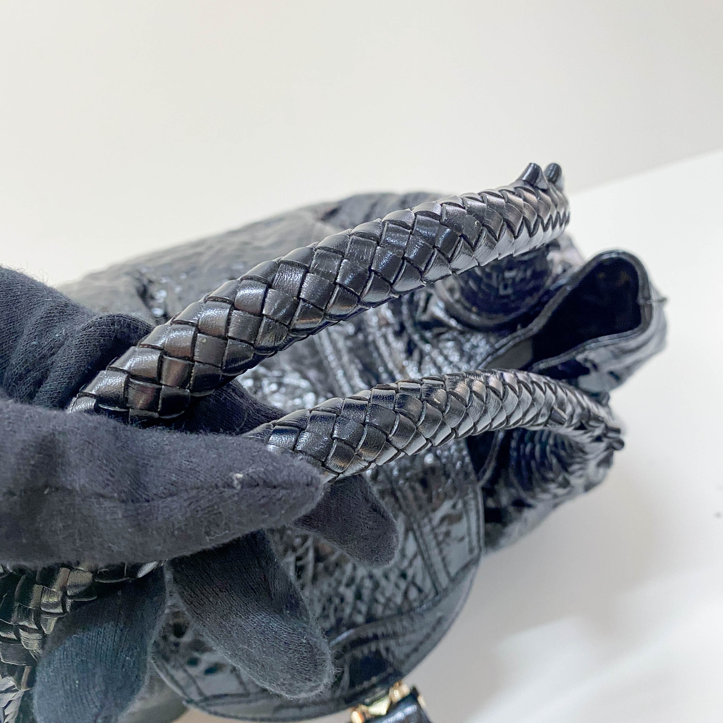 Spy Black Patent Leather Shoulder Bag