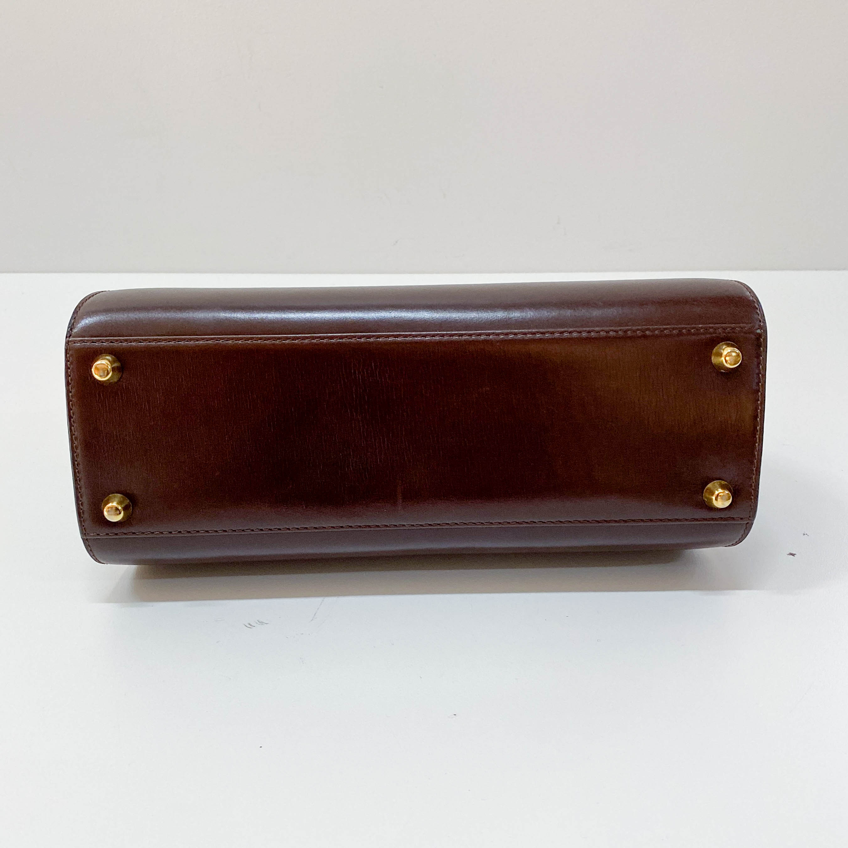 Brown Leather Top Handle Two Way Bag