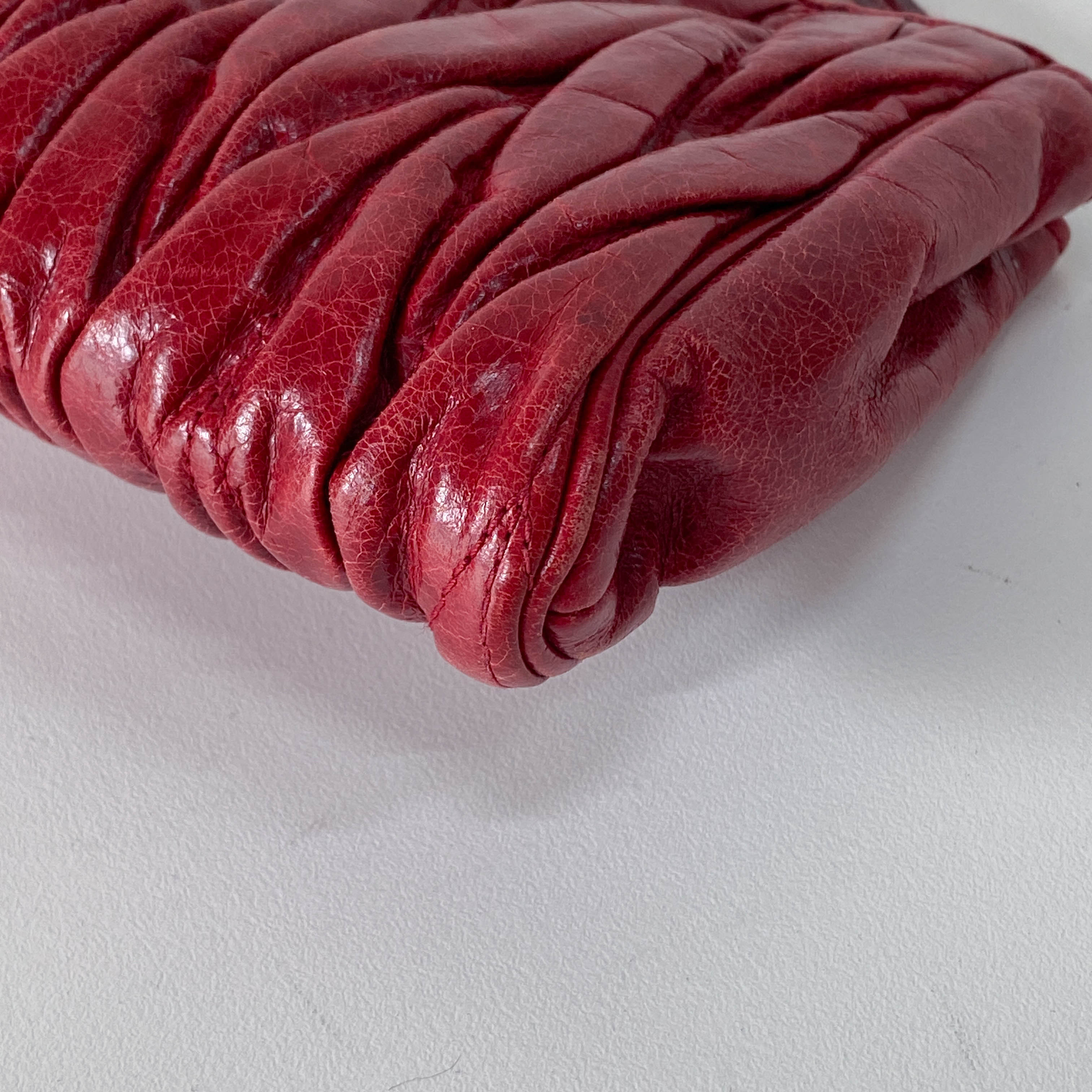 Red Leather Accessory Pouch