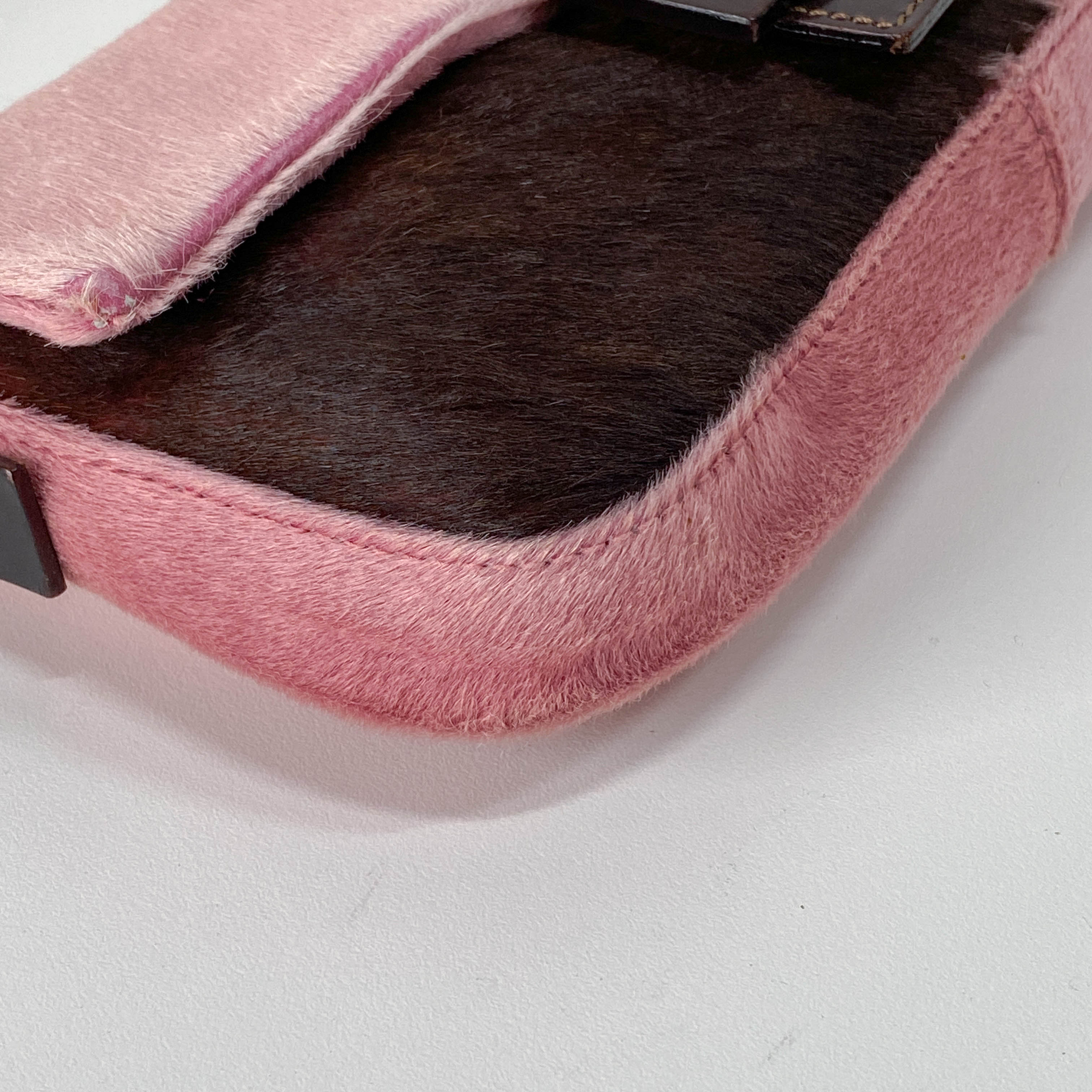 Baguette Pink Pony Hair Shoulder Bag