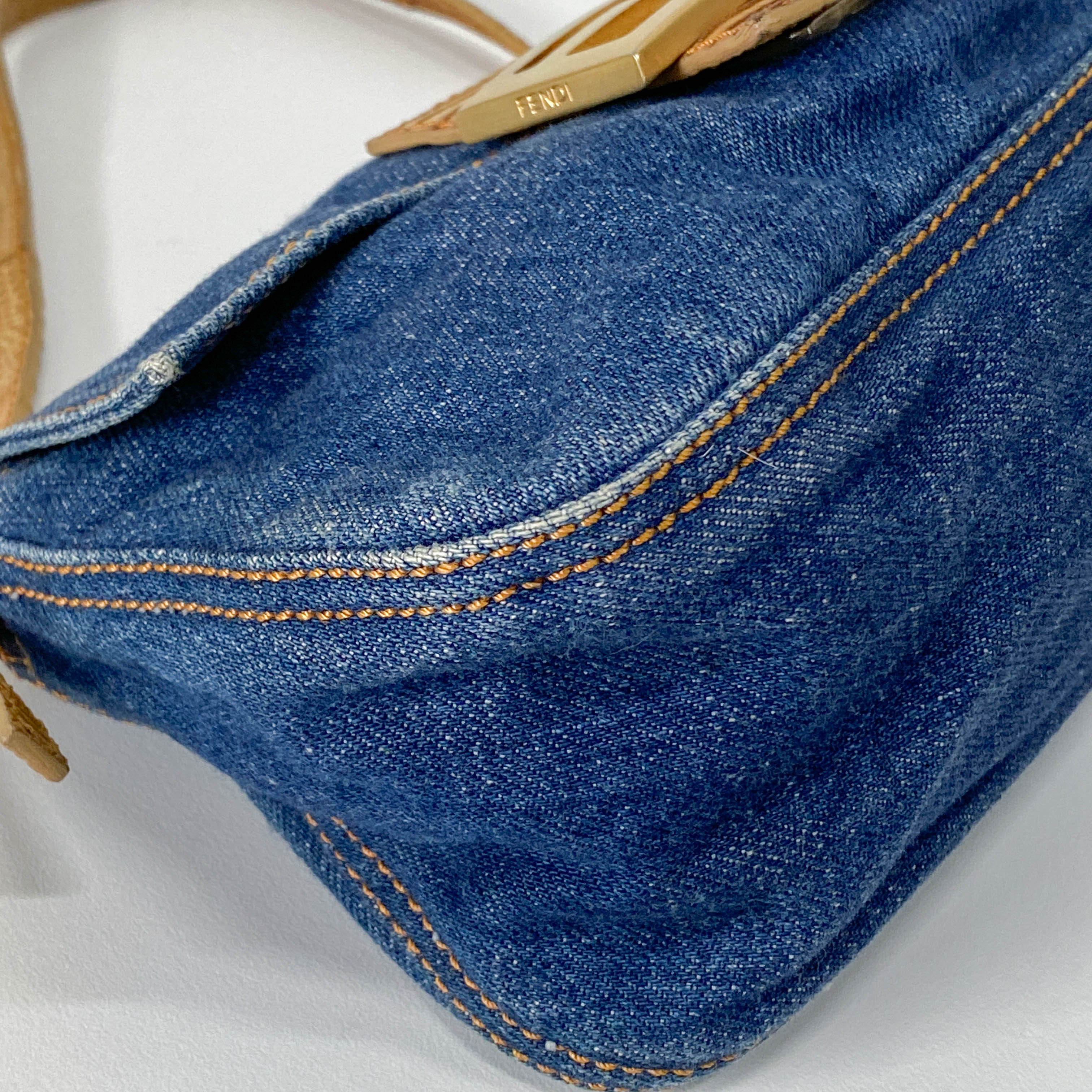 Mini Mamma Baguette Blue Denim Shoulder Bag