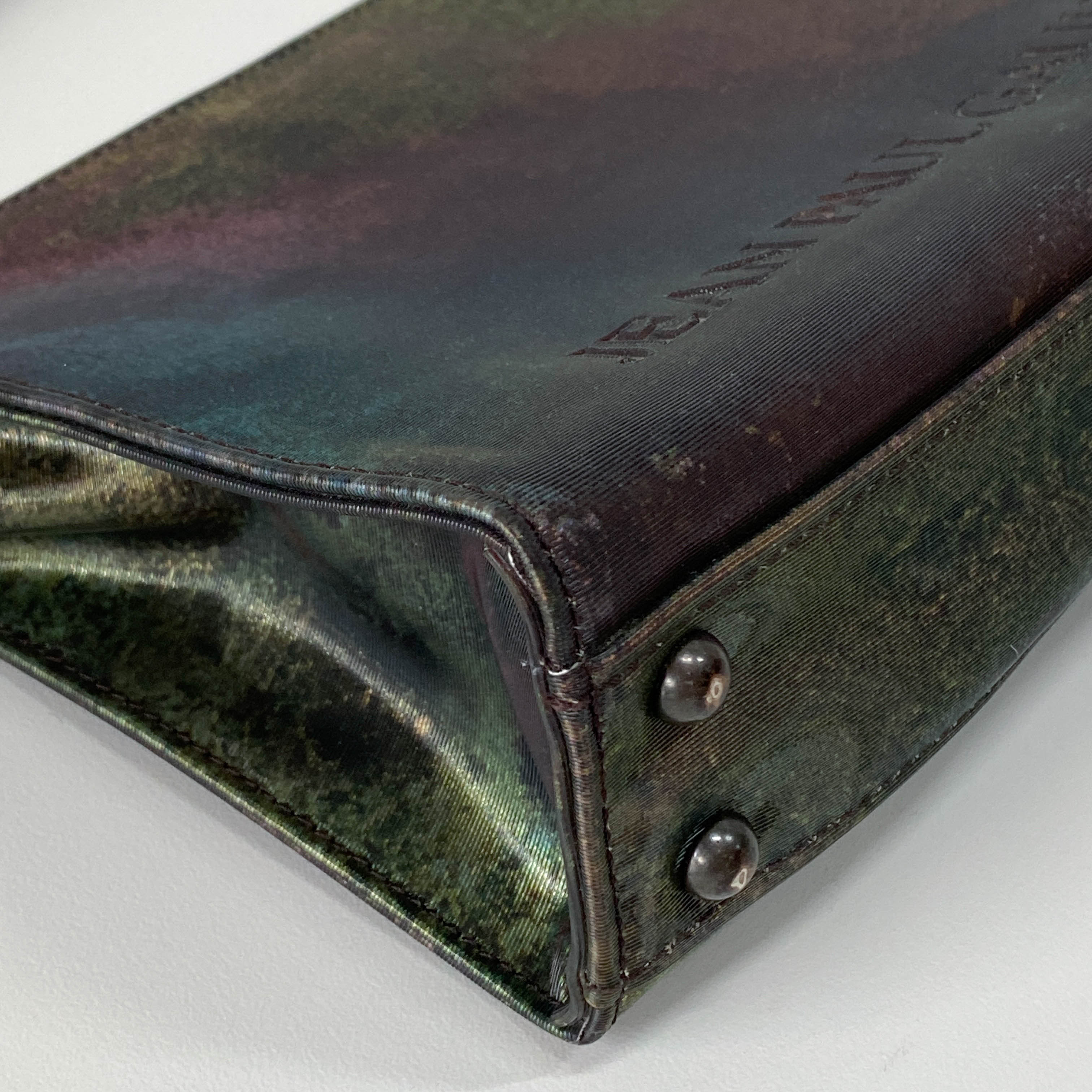 Green Coated Canvas Shoulder Bag