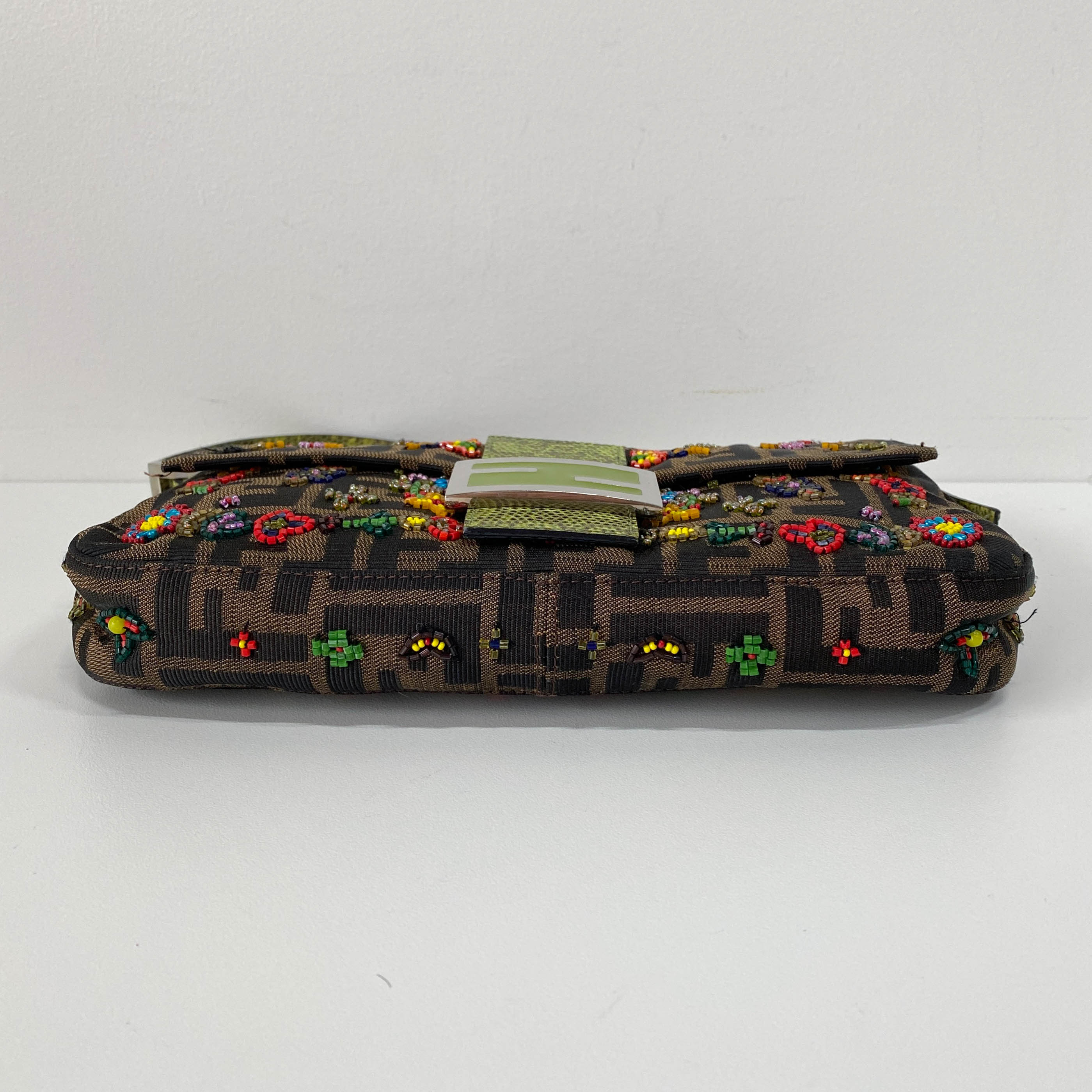 Zucca FF Design With Beads Baguette Shoulder Bag