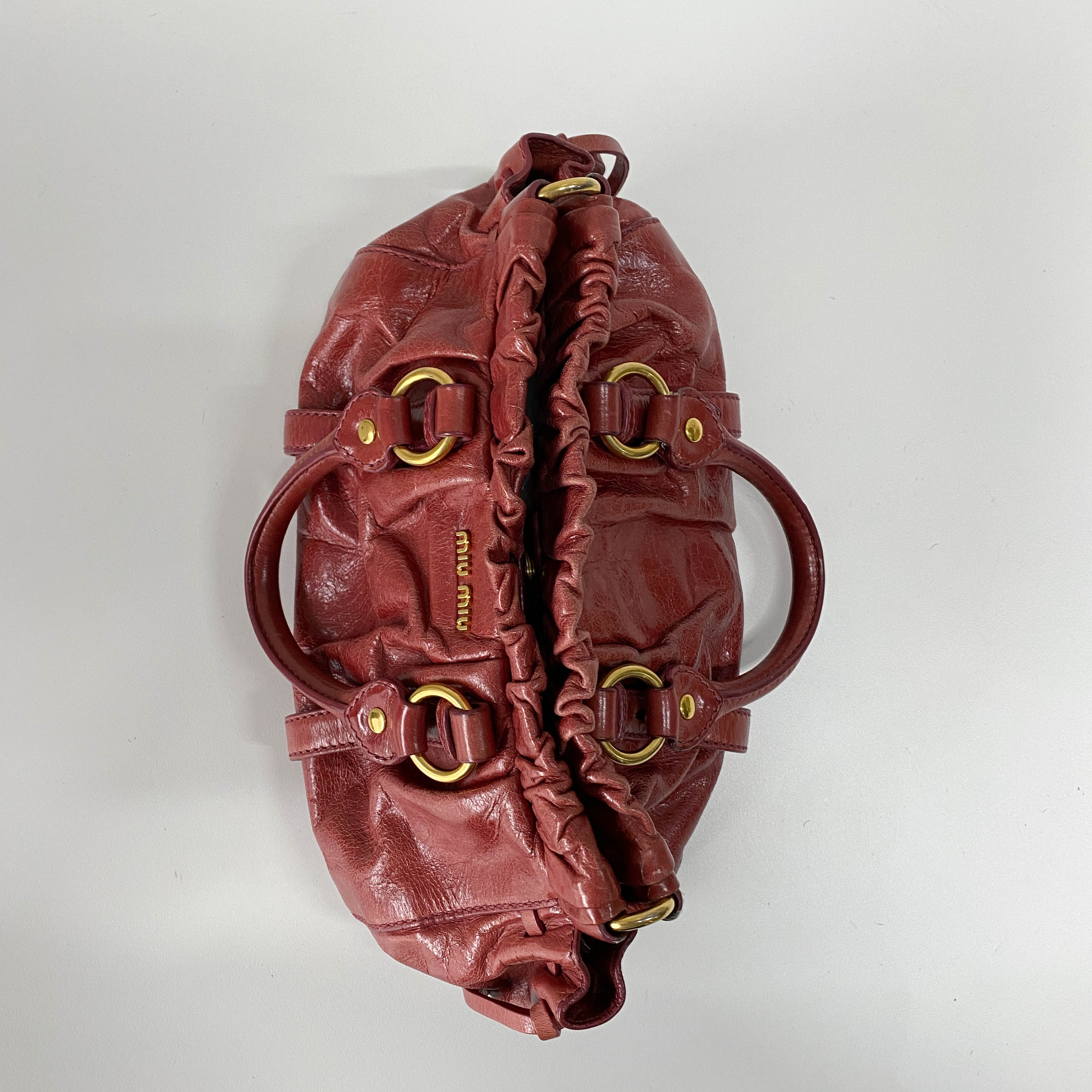 Mini Vitello Red Calfskiin Leather Two Way Bag