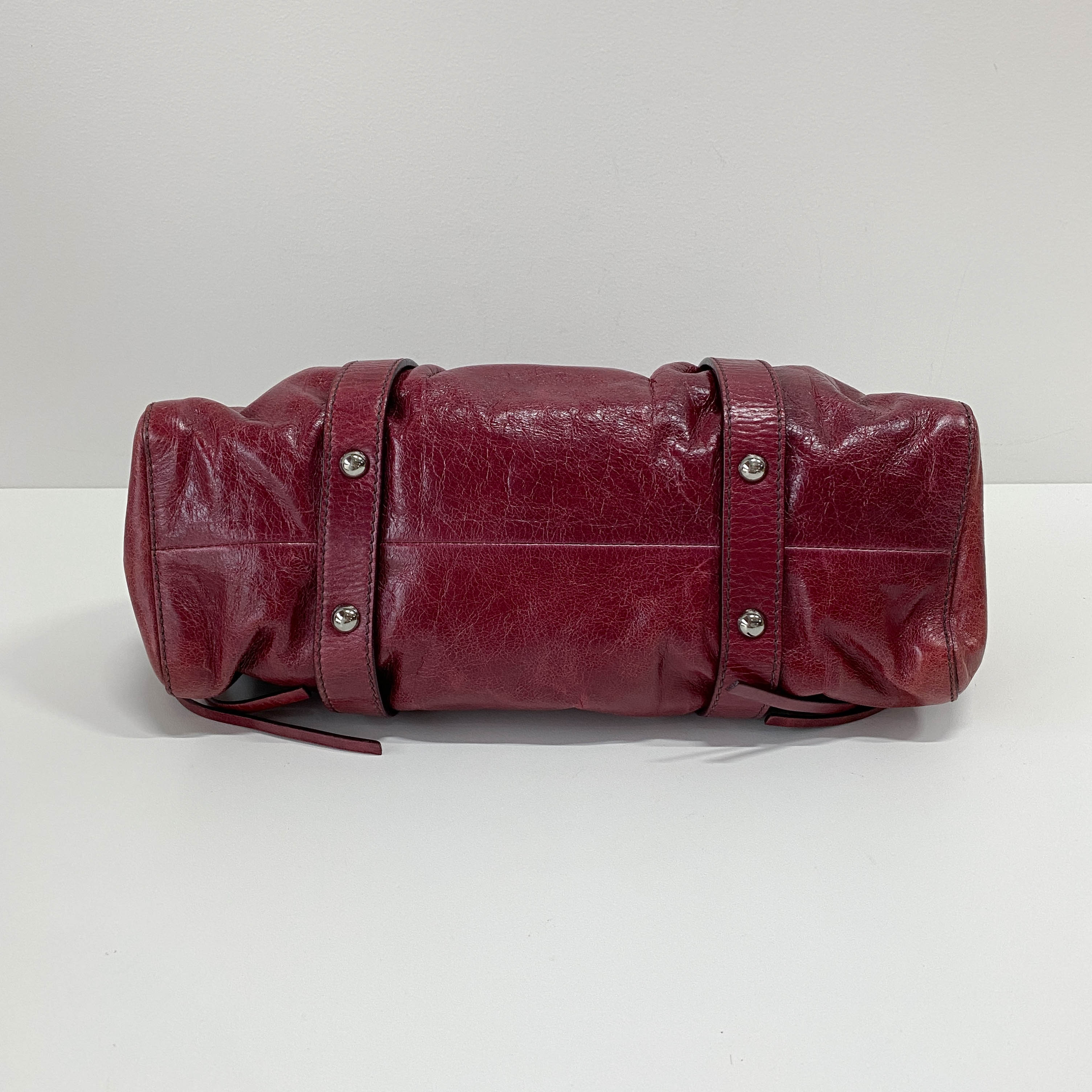 Vitello Red Calfskin Leather Two Way Bag
