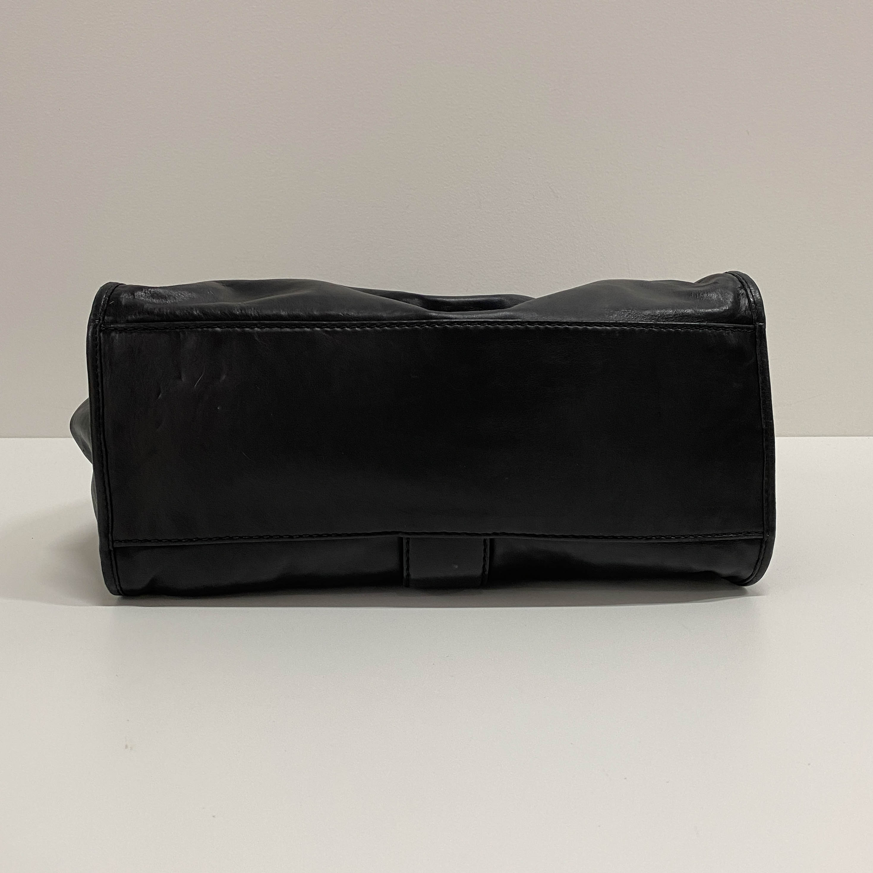 Horsebit Black Leather Shoulder Bag