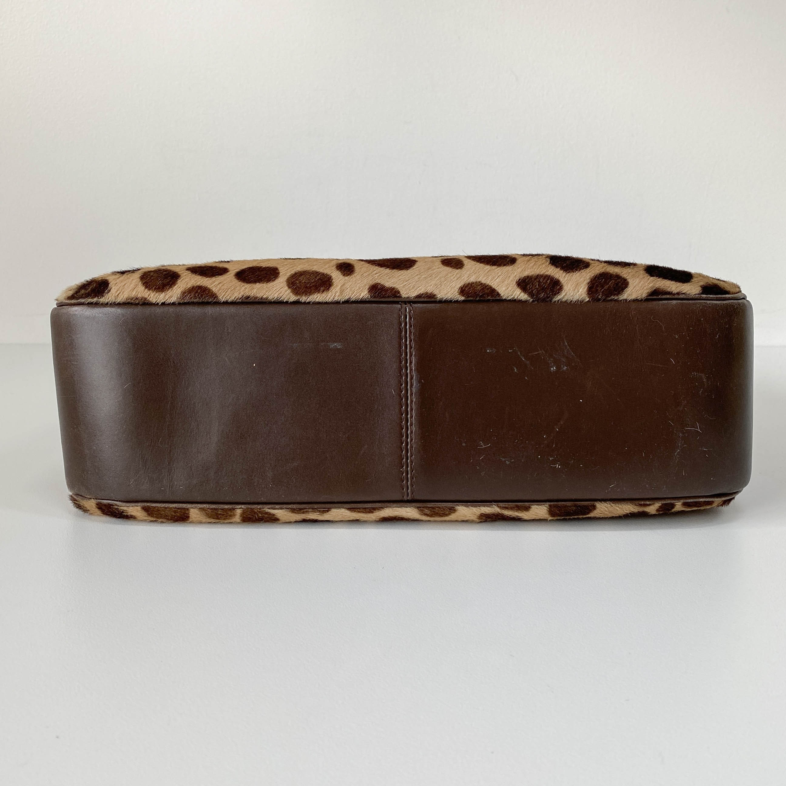 Brown Leopard Print Pony Hair Shoulder Bag