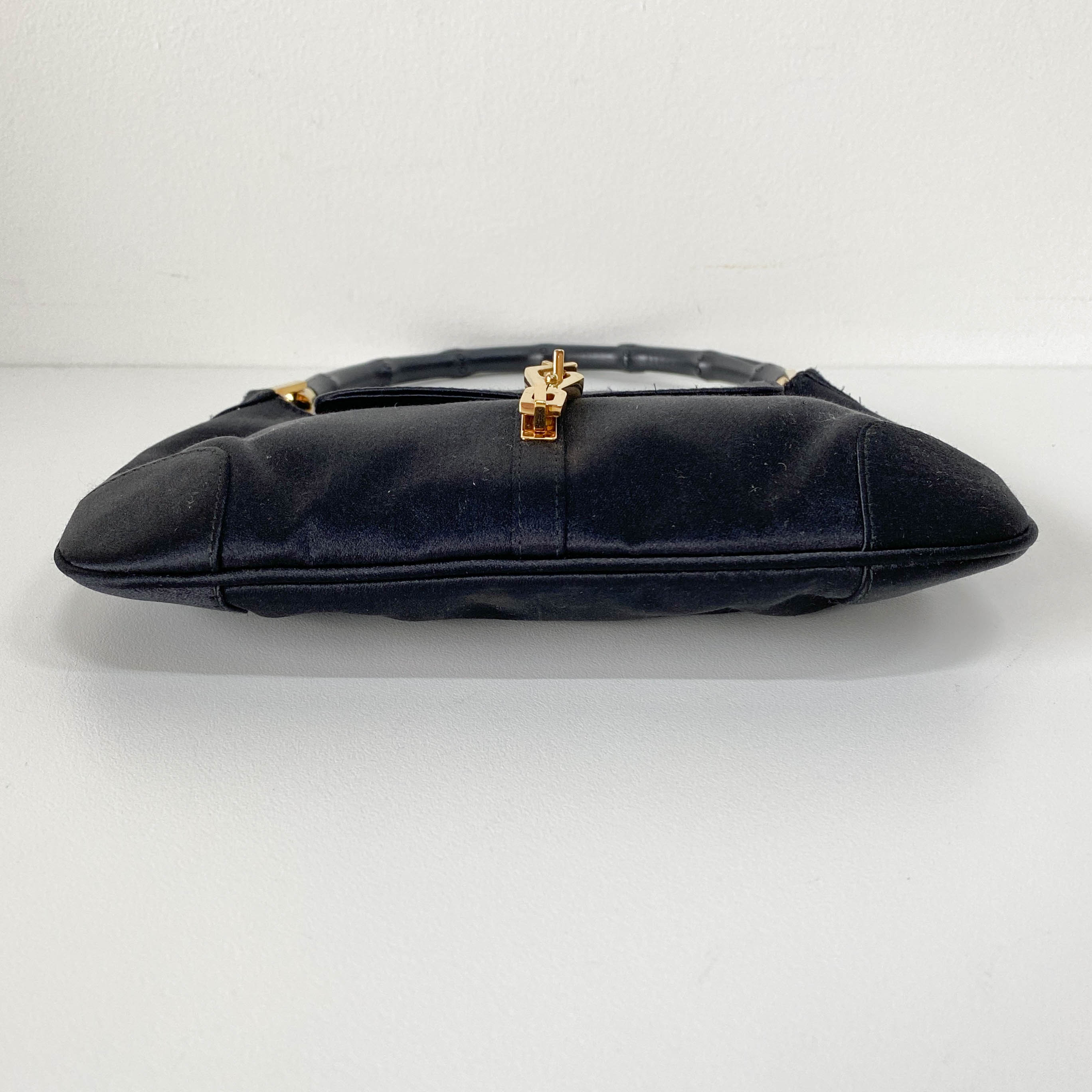 Bamboo Mini Black Satin Handbag